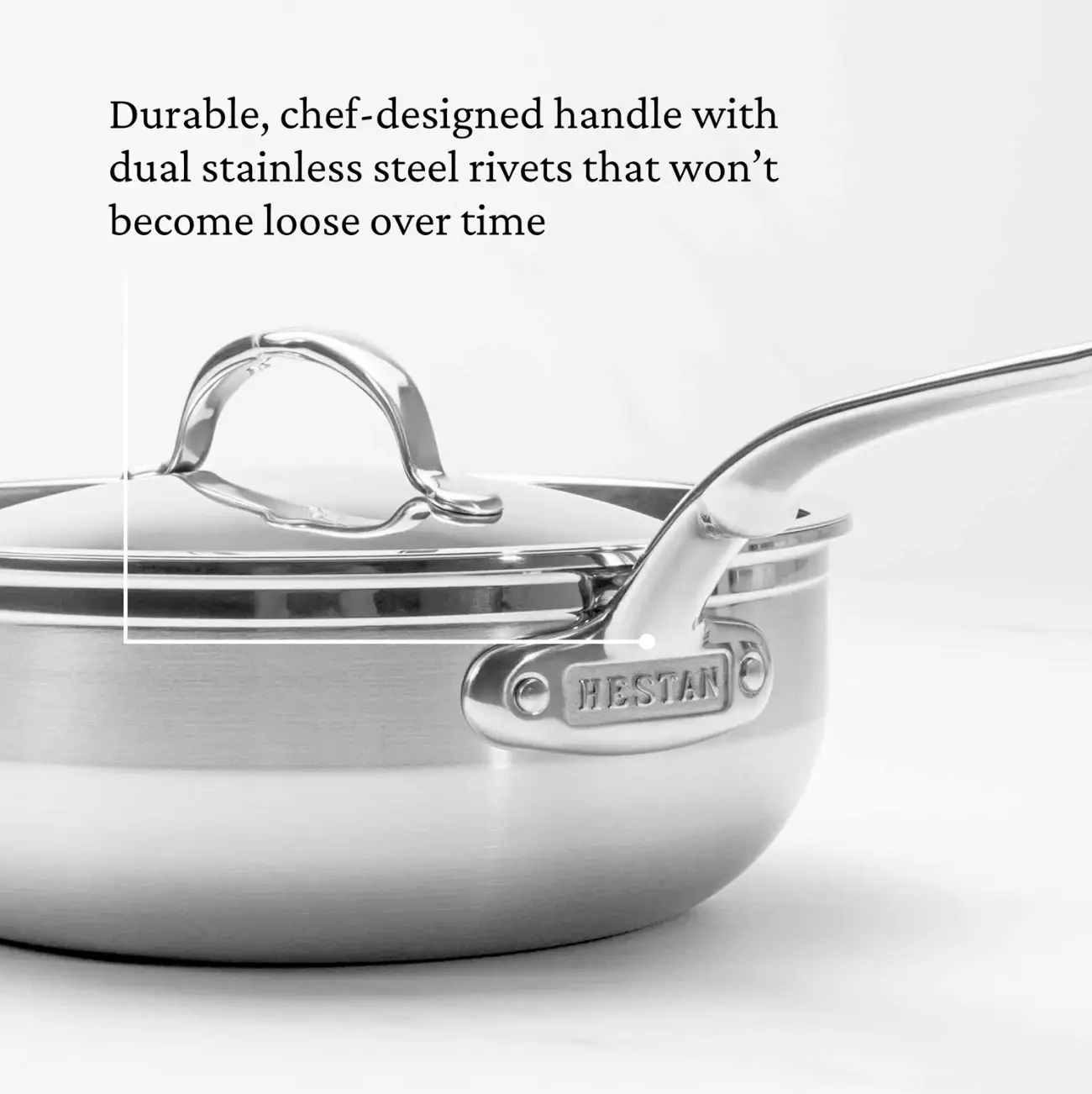 Brushed Clad Stainless Steel TITUM® Nonstick Essential Pan with Lid, 3.5-Quart - Image 7