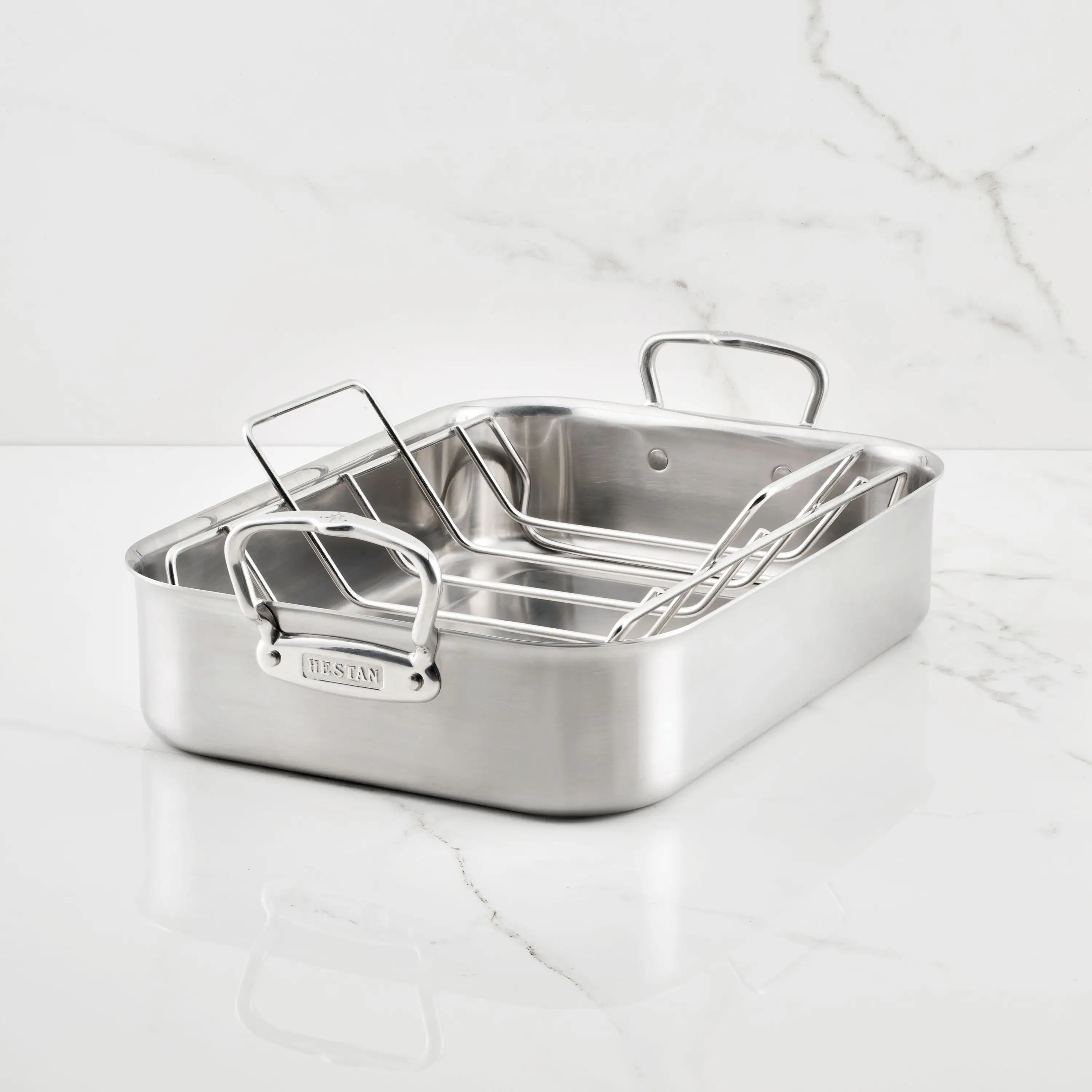 Brushed Clad Stainless Steel Roasters with Rack - Image 16