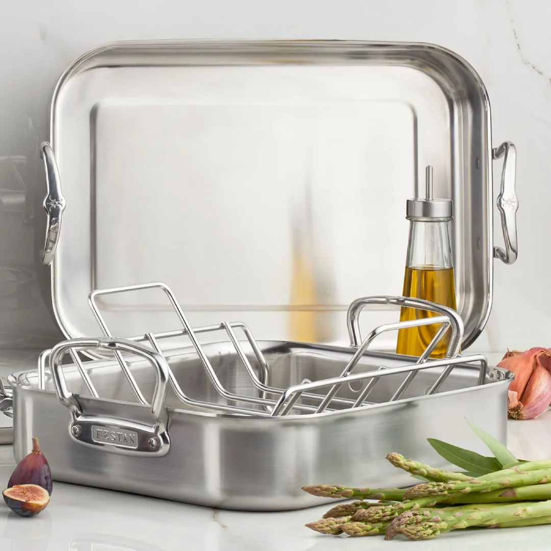 Brushed Clad Stainless Steel Roasters with Rack - Image 3