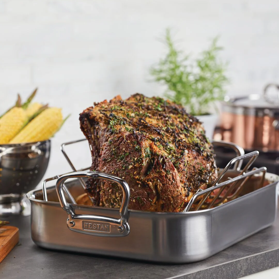Brushed Clad Stainless Steel Roasters with Rack - Image 4