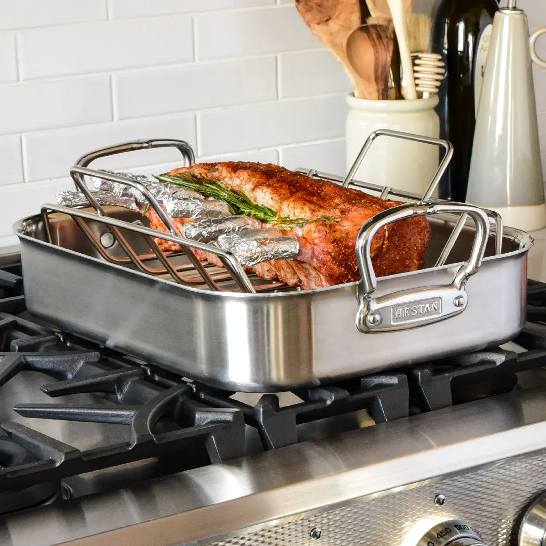 Brushed Clad Stainless Steel Roasters with Rack - Image 5