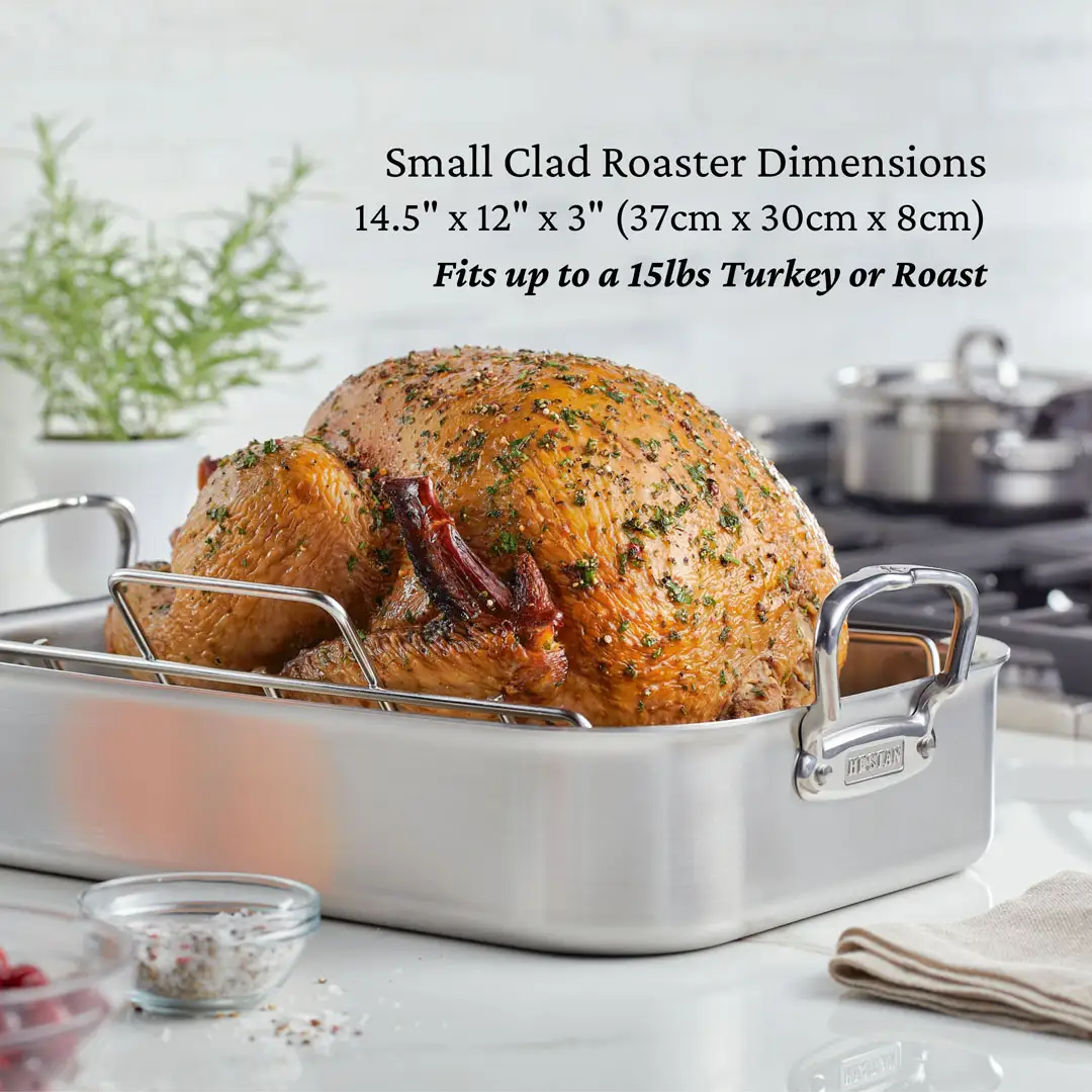Brushed Clad Stainless Steel Roasters with Rack - Image 9
