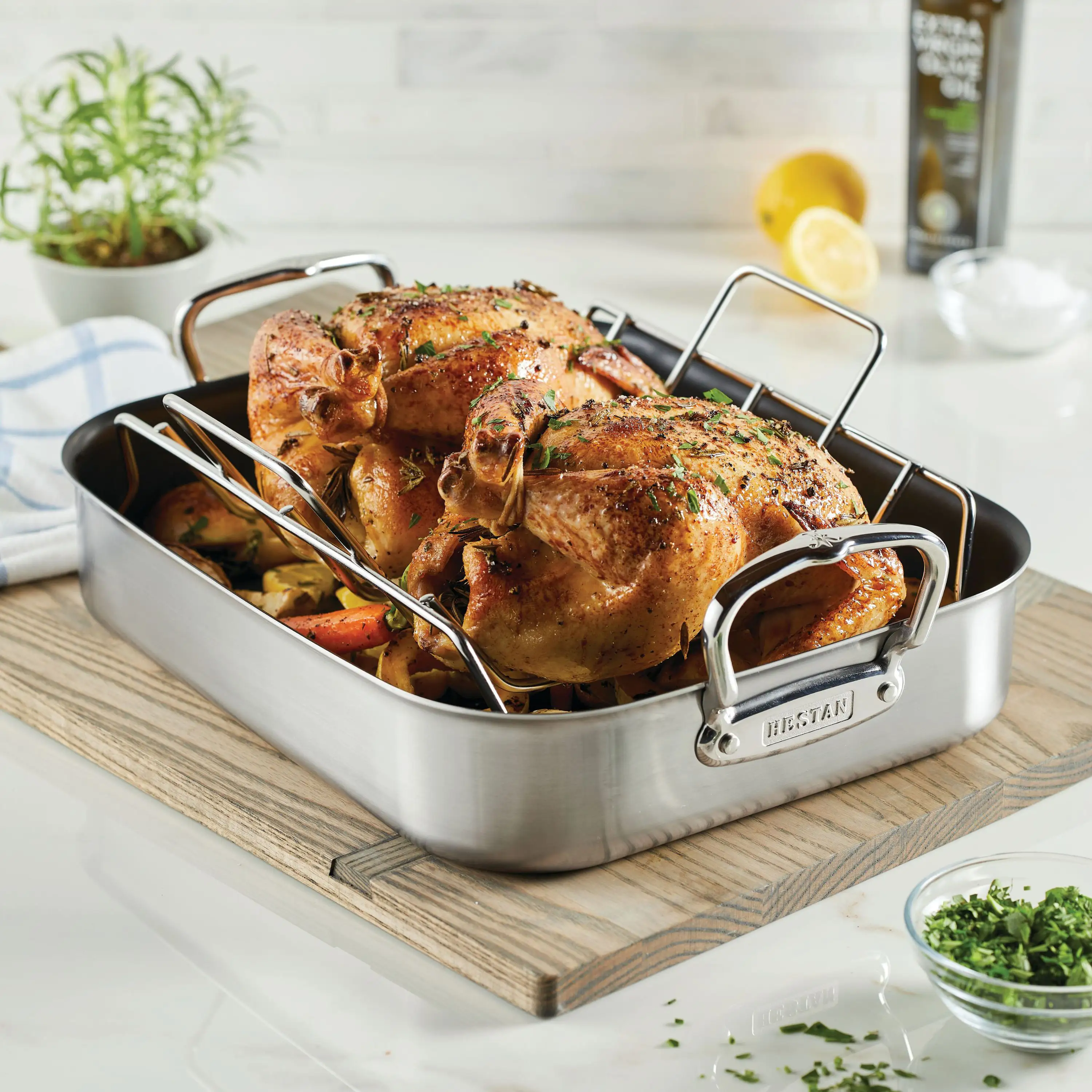 Nonstick Clad Stainless Steel Roasters with Rack - Image 3