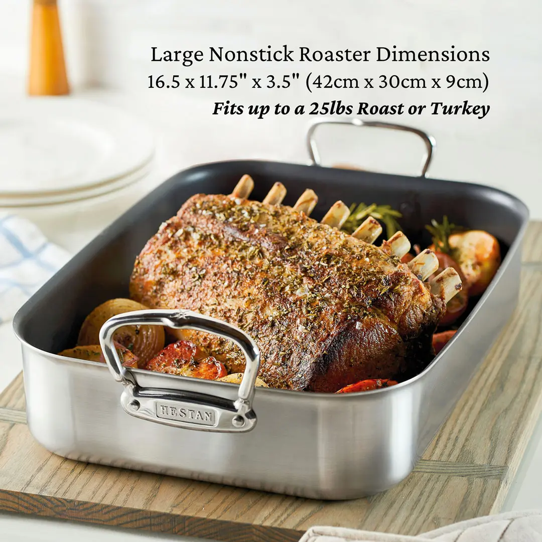 Nonstick Clad Stainless Steel Roasters with Rack - Image 4