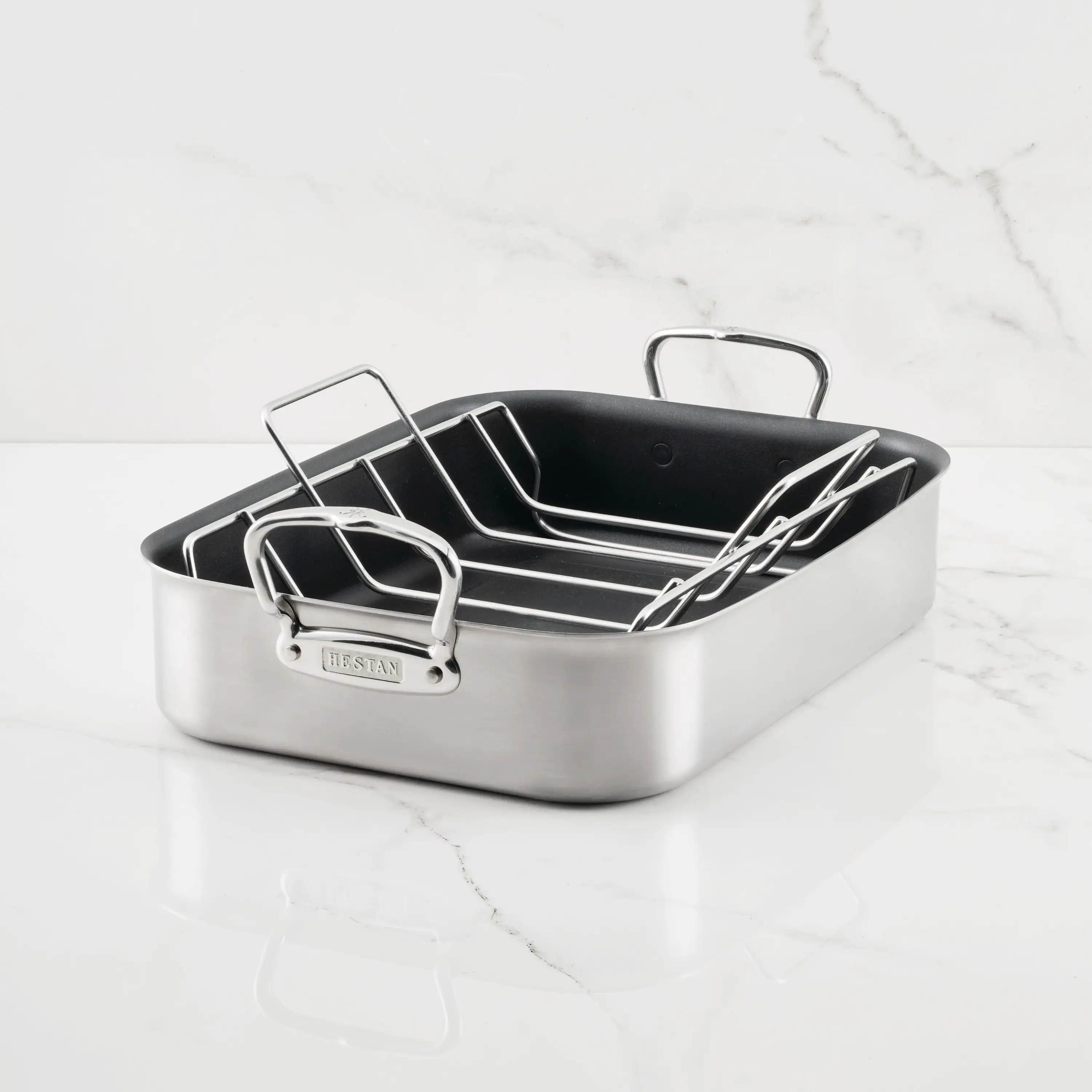 Nonstick Clad Stainless Steel Roasters with Rack - Image 9