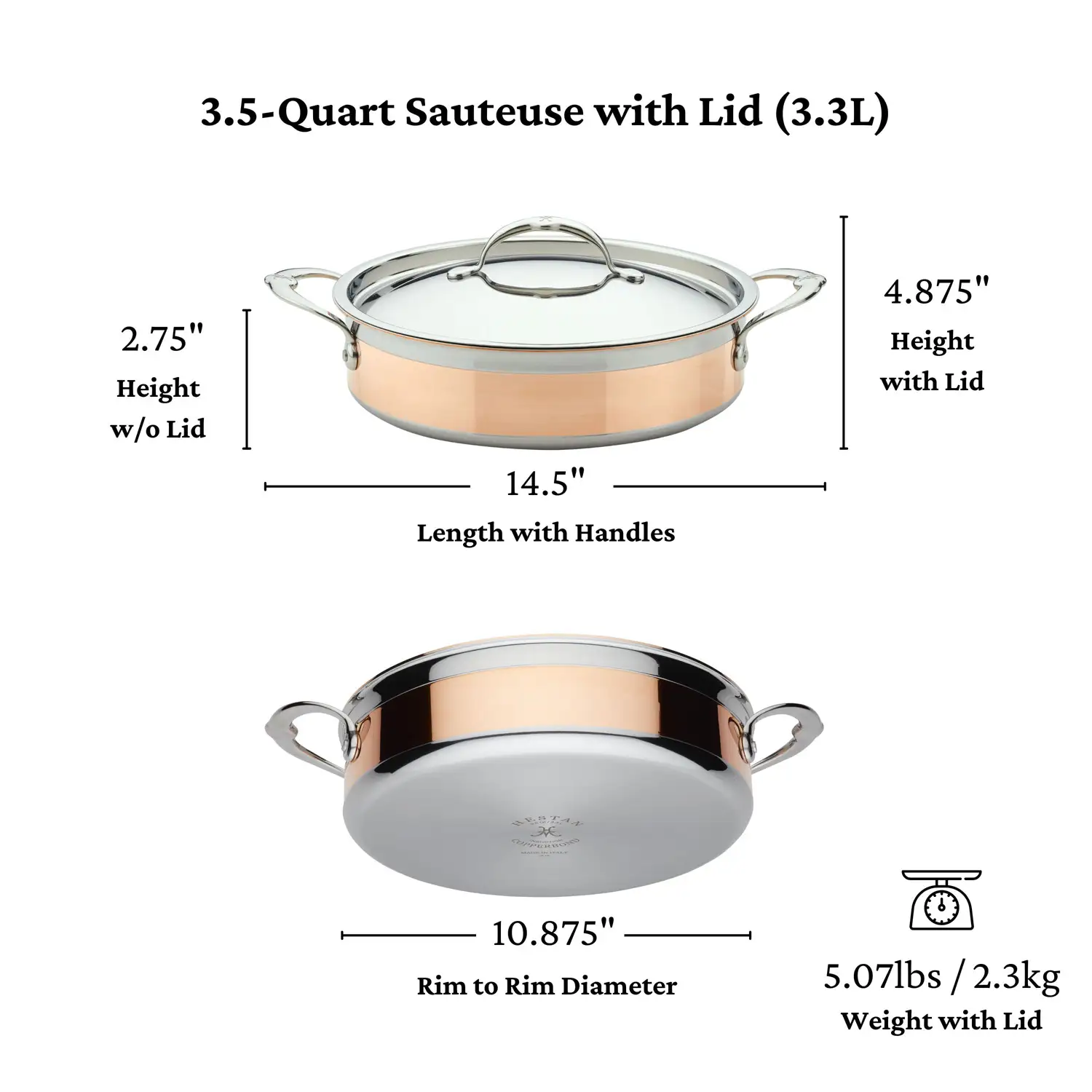 Copper Induction Braiser with Lid, 3.5-Quart - Image 11