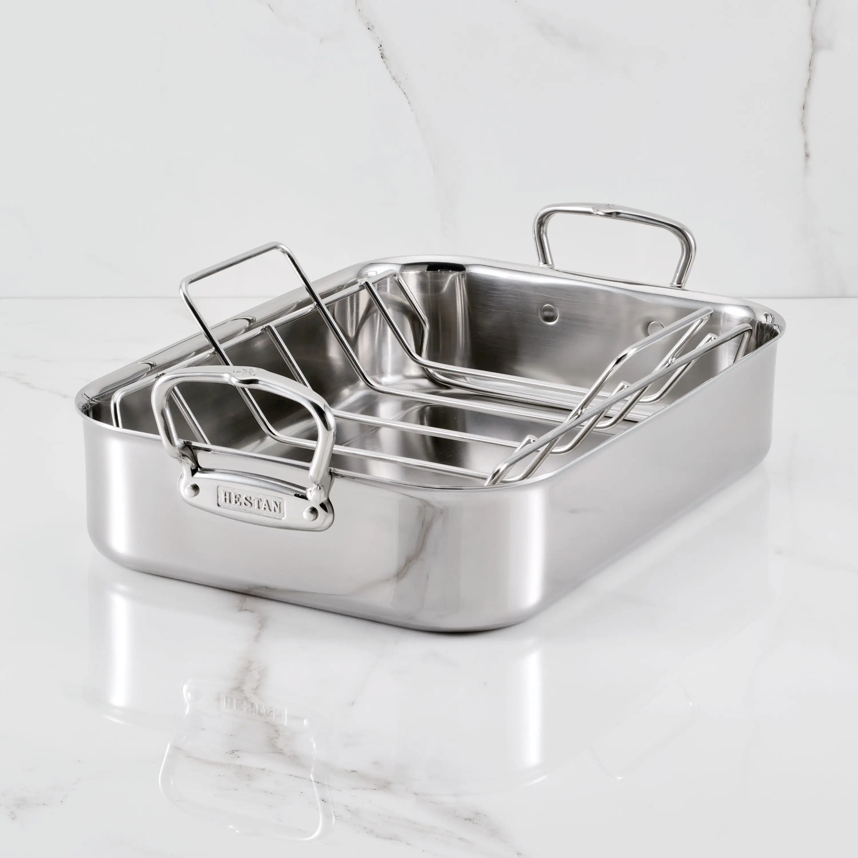Polished Clad Stainless Steel Roasters with Rack - Image 3