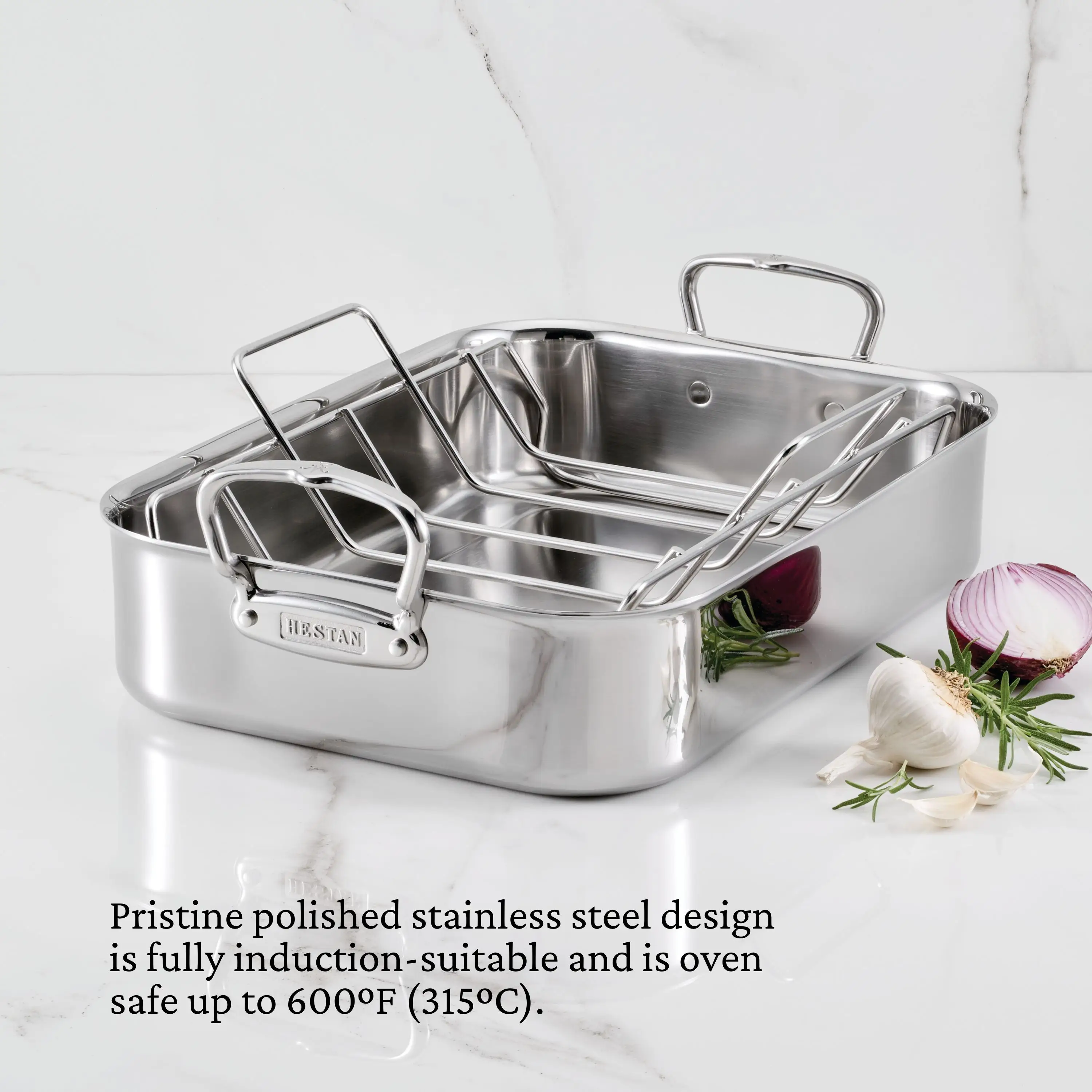Polished Clad Stainless Steel Roasters with Rack - Image 7