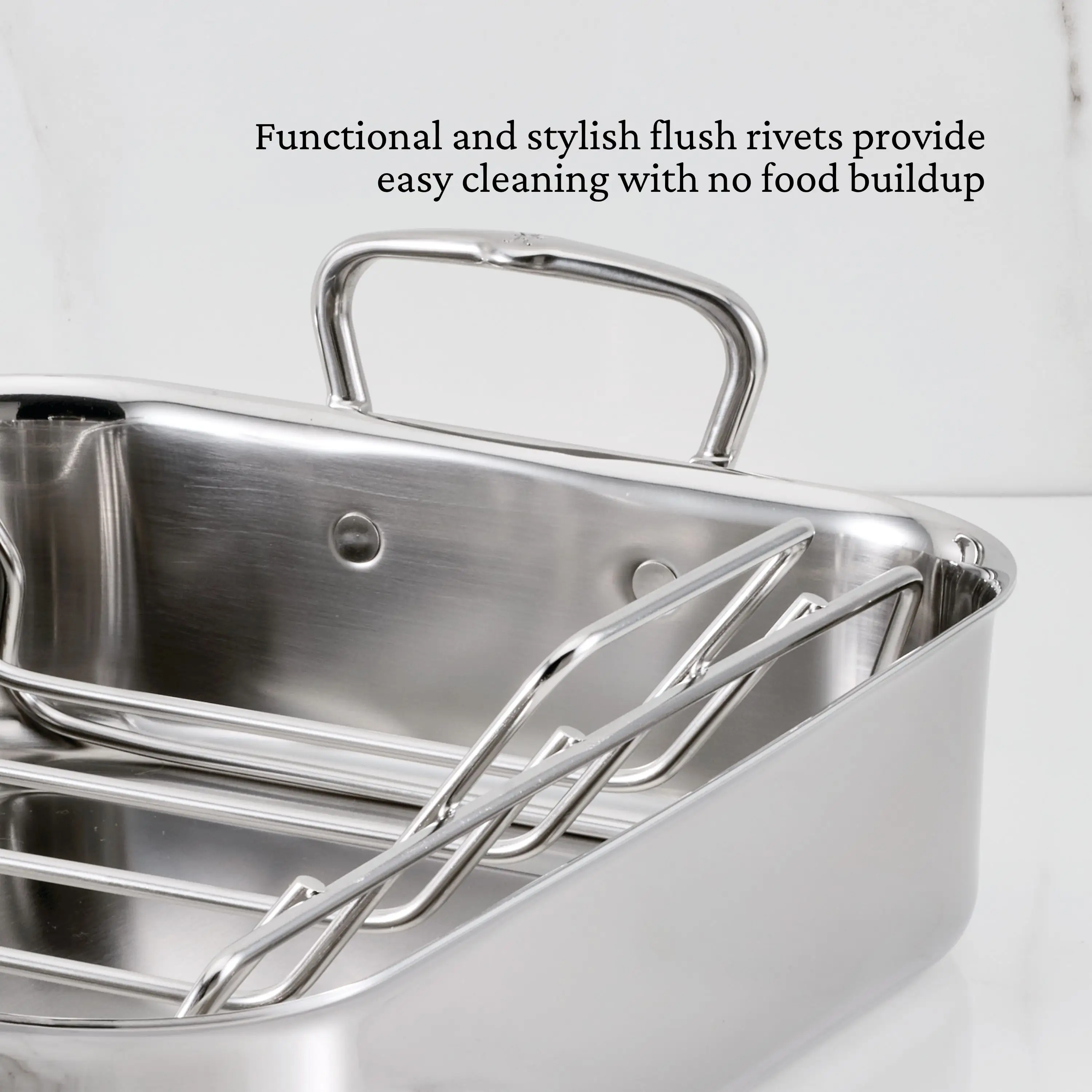 Polished Clad Stainless Steel Roasters with Rack - Image 8