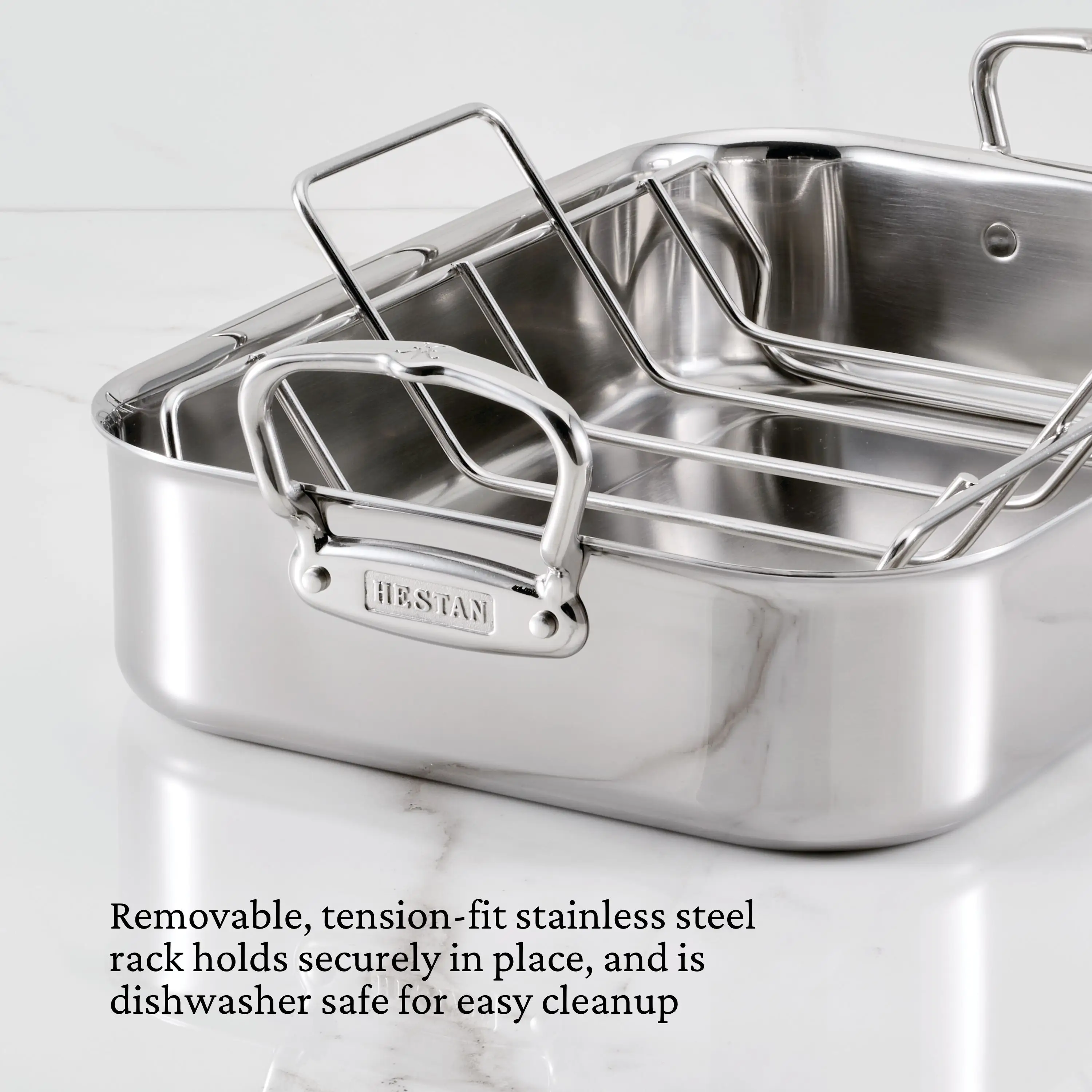 Polished Clad Stainless Steel Roasters with Rack - Image 9