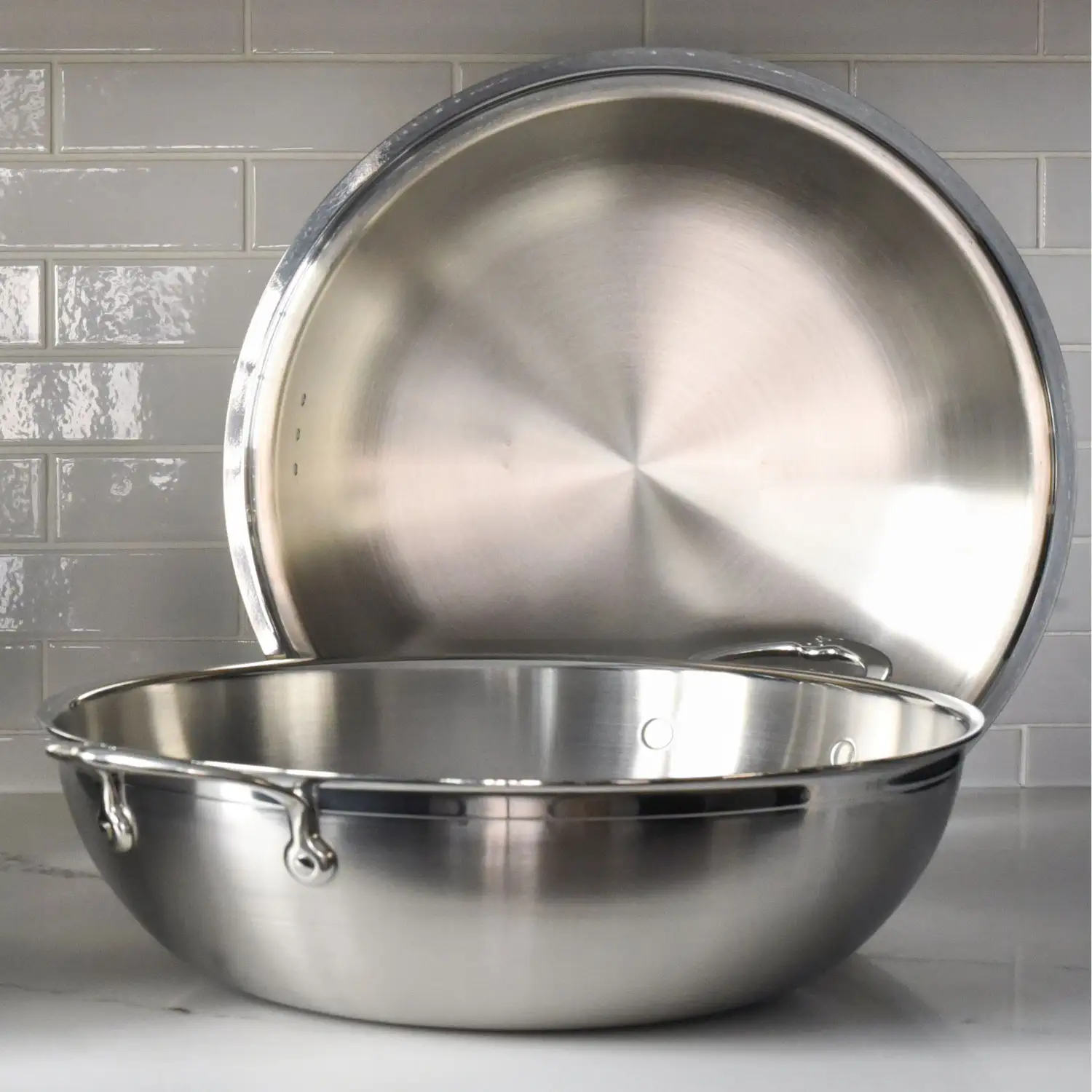 Brushed Clad Stainless Steel Wok with Dome Lid, 14-Inch - Image 4