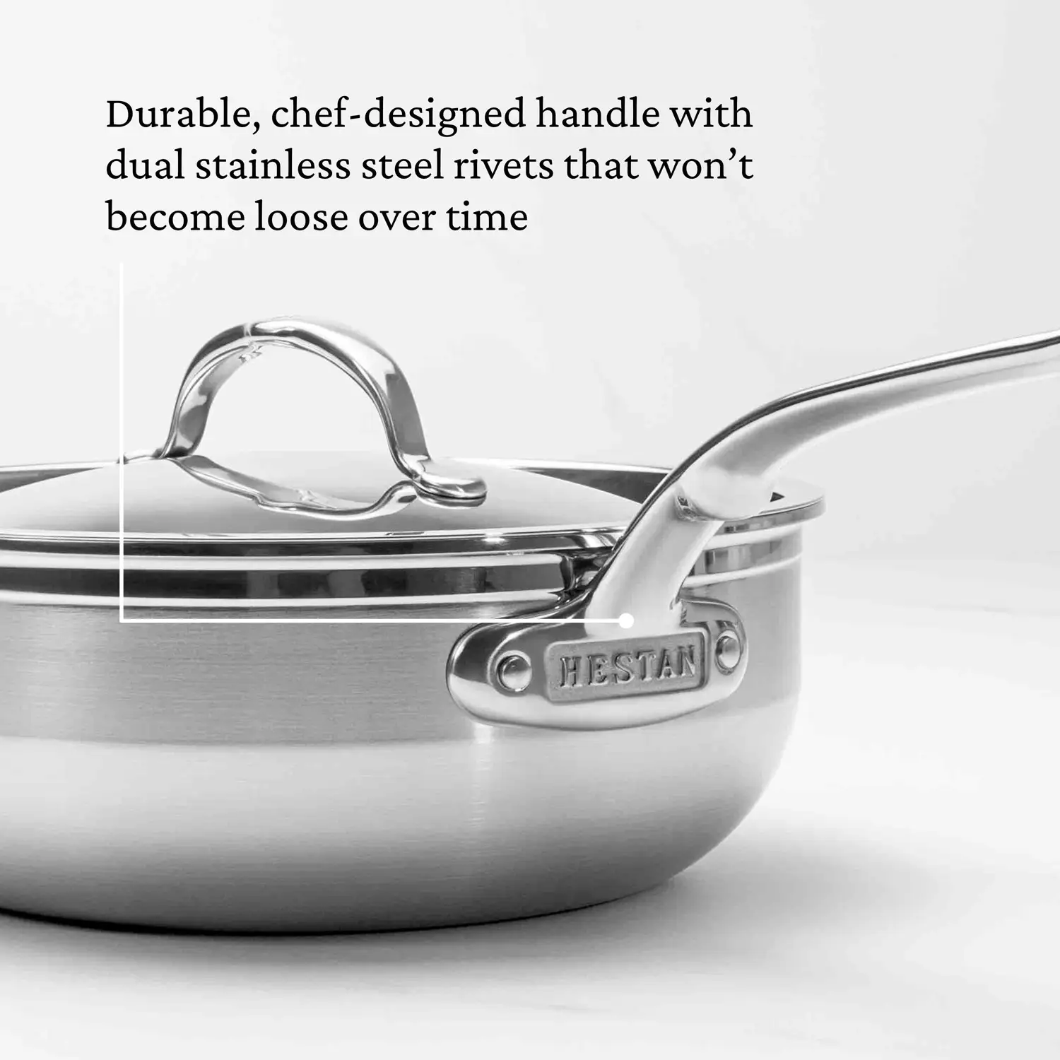 Brushed Clad Stainless Steel Essential Pans with Lid - Image 10