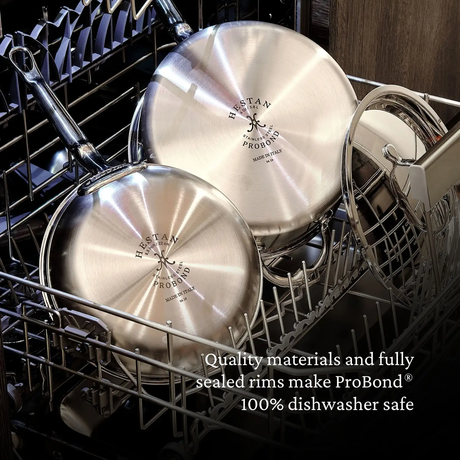 Brushed Clad Stainless Steel Essential Pans with Lid - Image 12