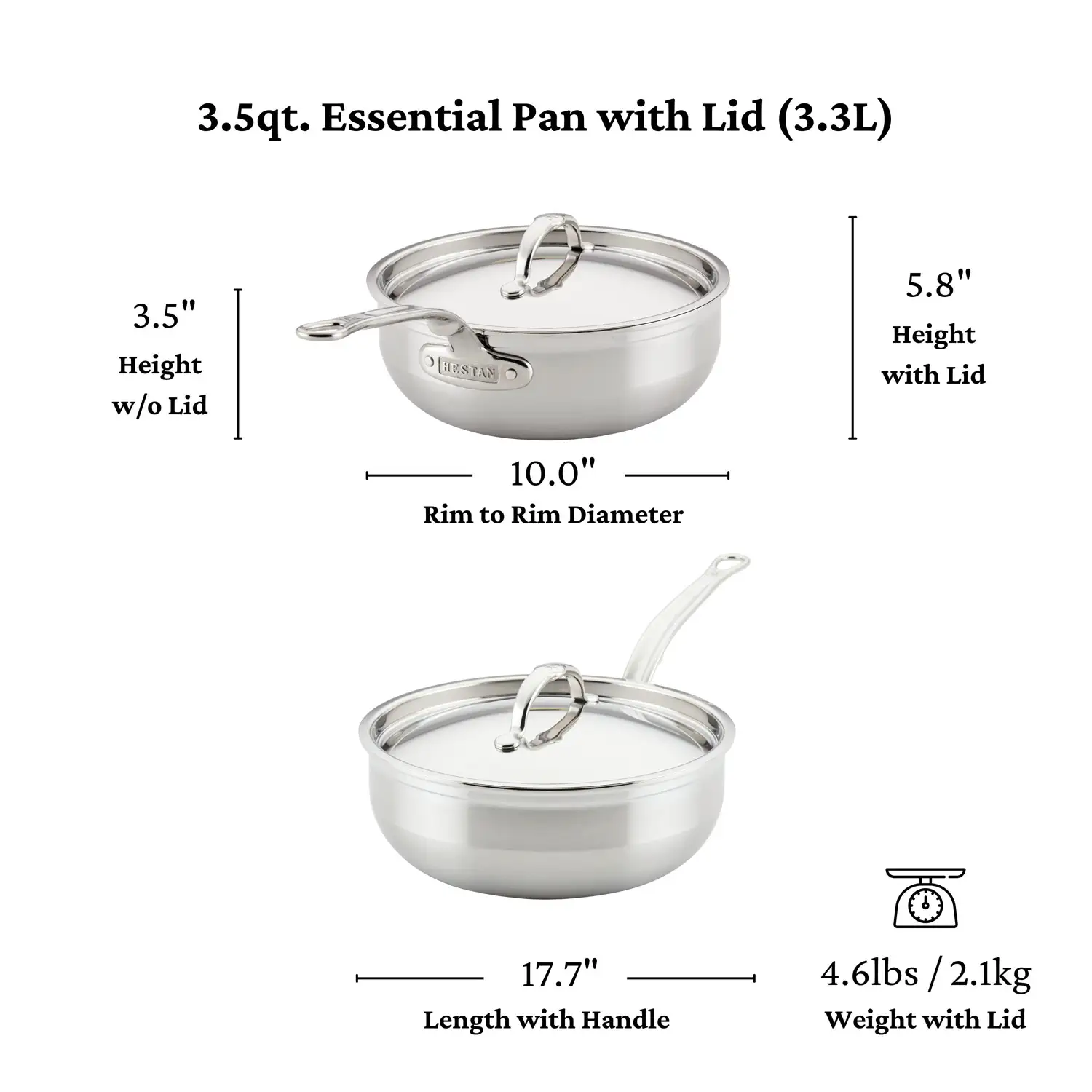 Brushed Clad Stainless Steel Essential Pans with Lid - Image 14