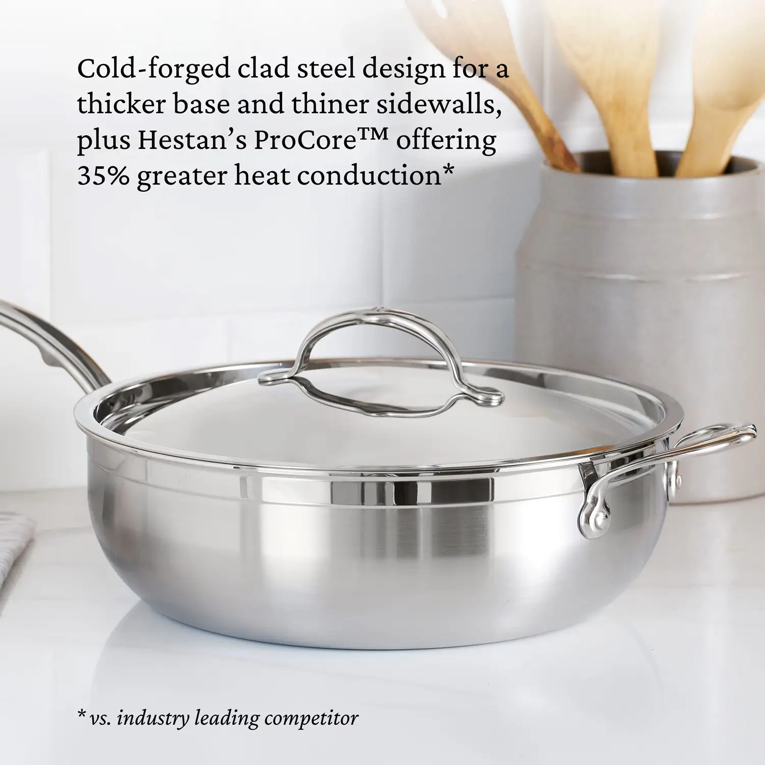 Brushed Clad Stainless Steel Essential Pans with Lid - Image 4