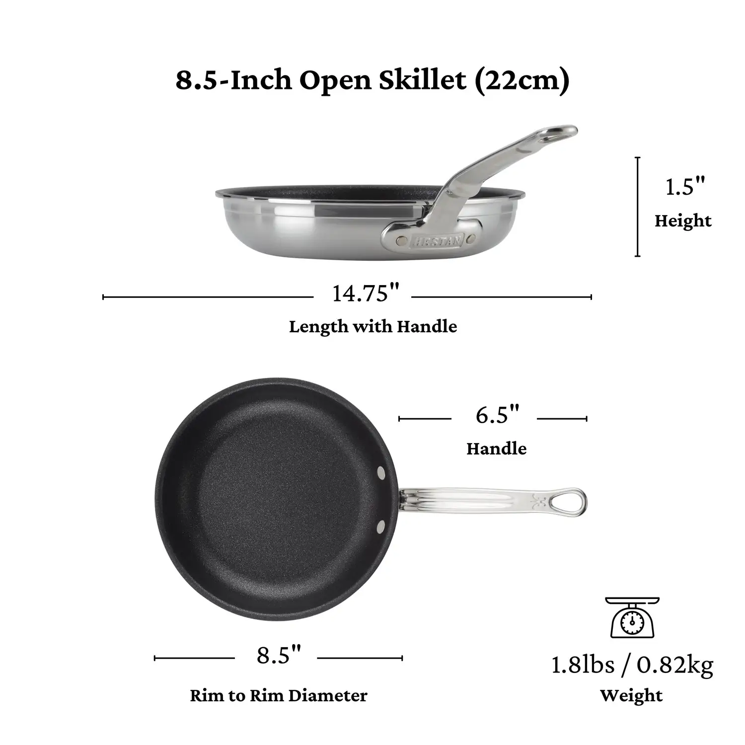 Brushed Clad Stainless Steel TITUM® Nonstick Skillets - Image 18