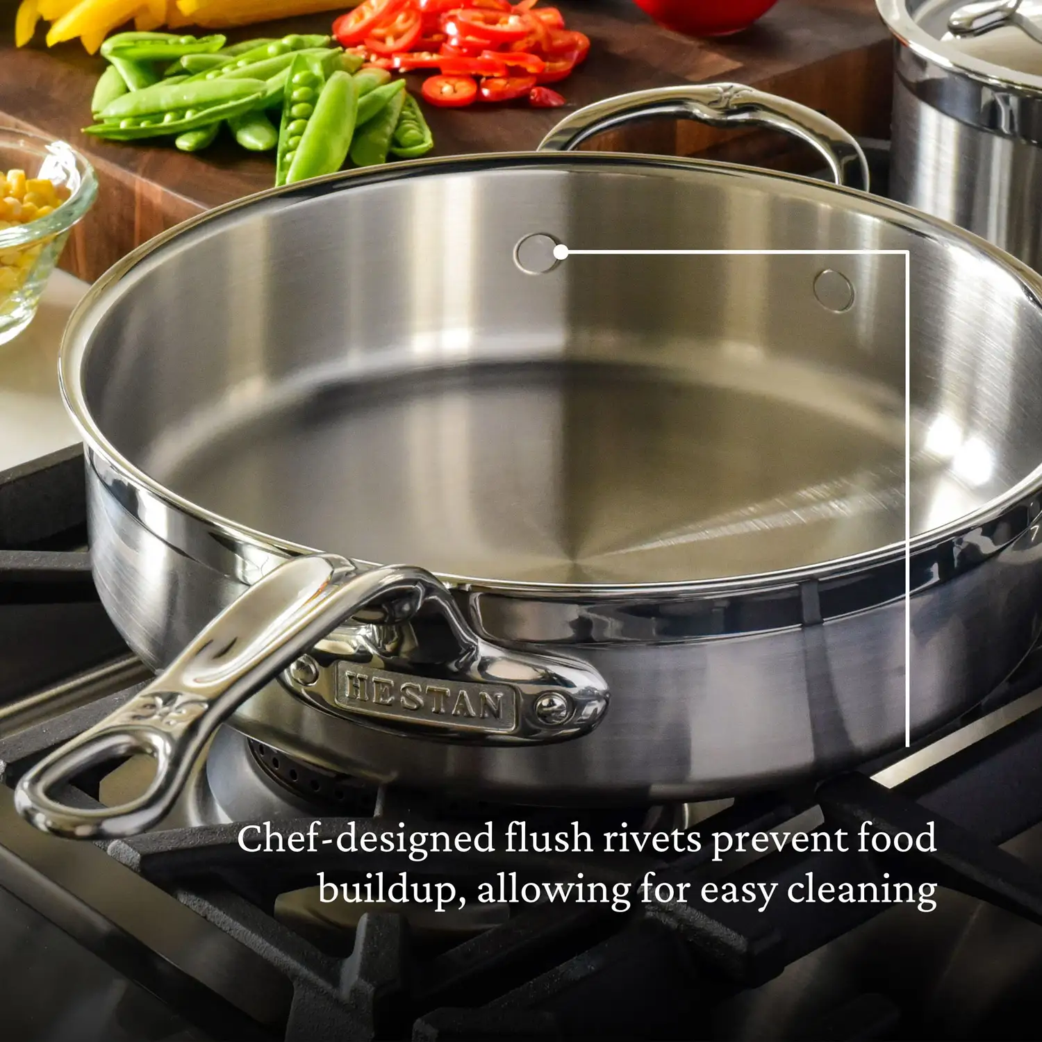 Brushed Clad Stainless Steel Sauté Pans with Lid - Image 7