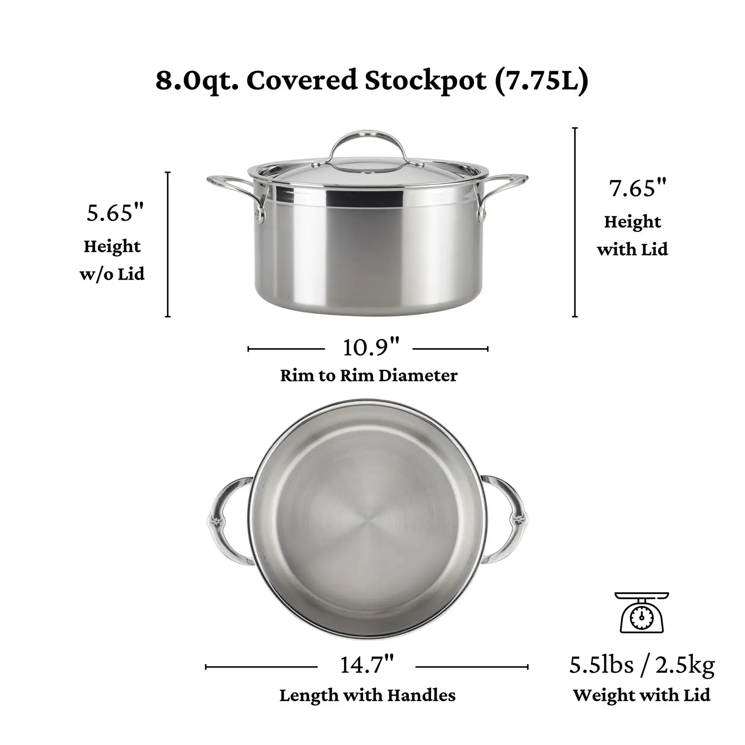 Brushed Clad Stainless Steel Stockpot with Lid, 8-Quart - Image 13