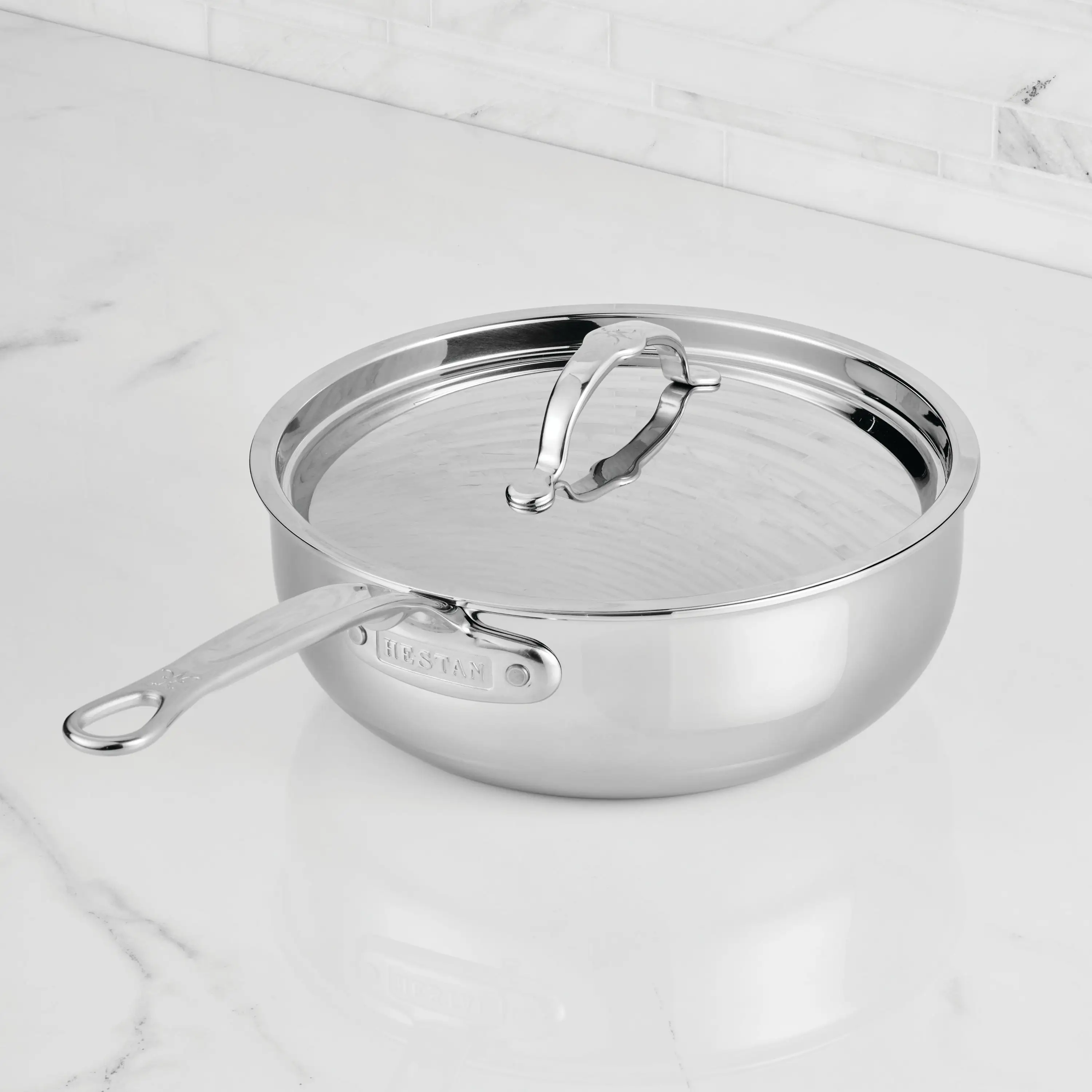 Polished Clad Stainless Steel Essential Pans with Lid