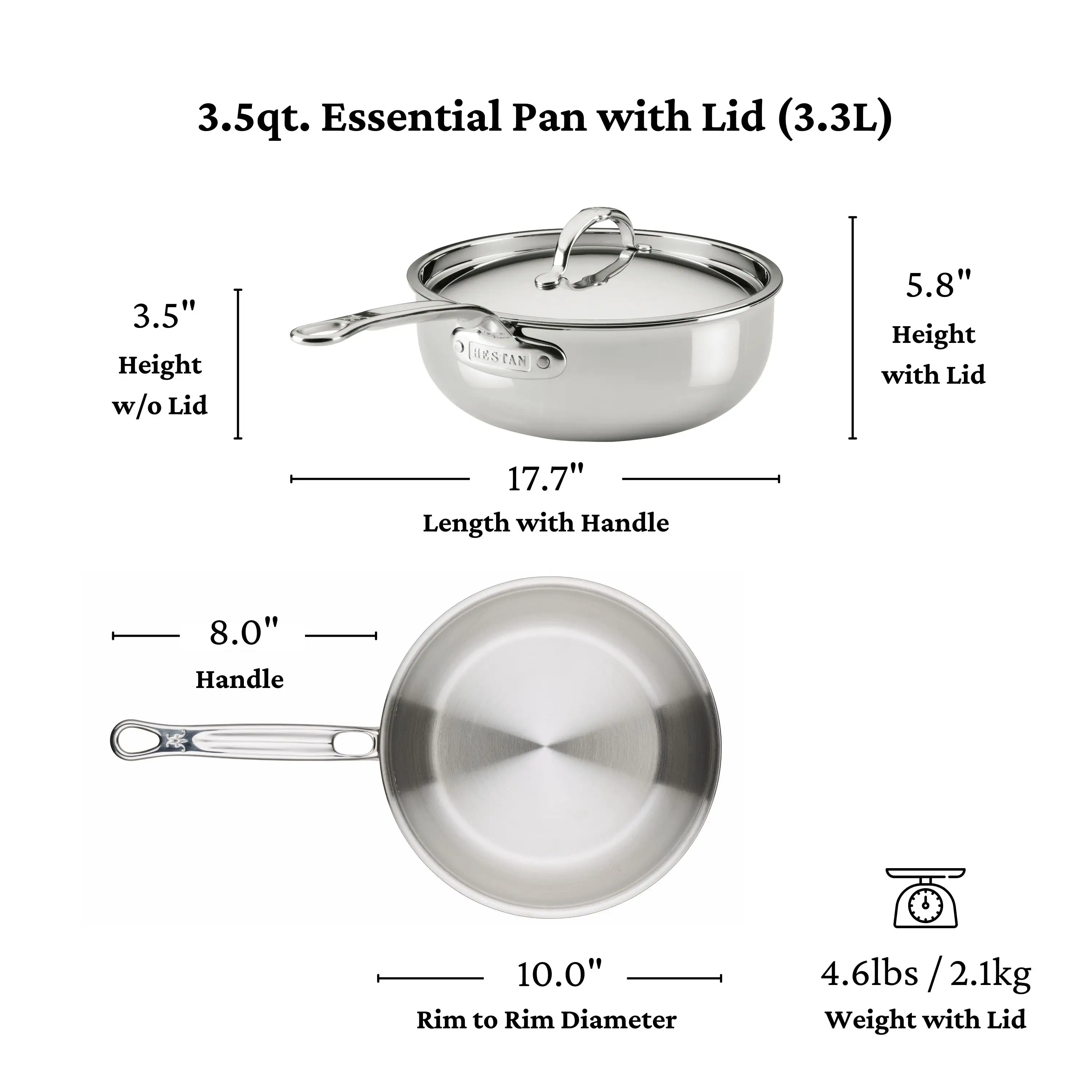 Polished Clad Stainless Steel Essential Pans with Lid - Image 16