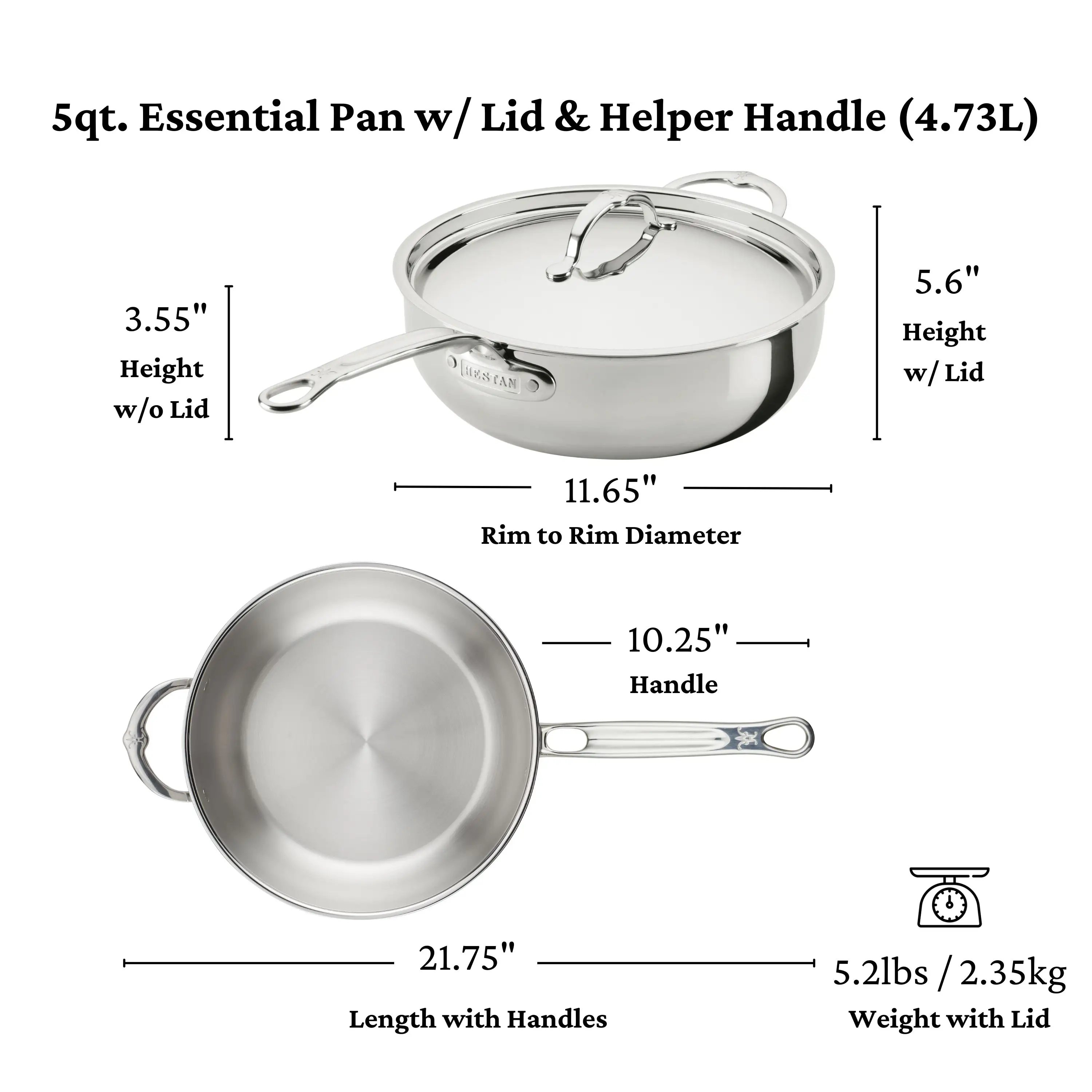 Polished Clad Stainless Steel Essential Pans with Lid - Image 17