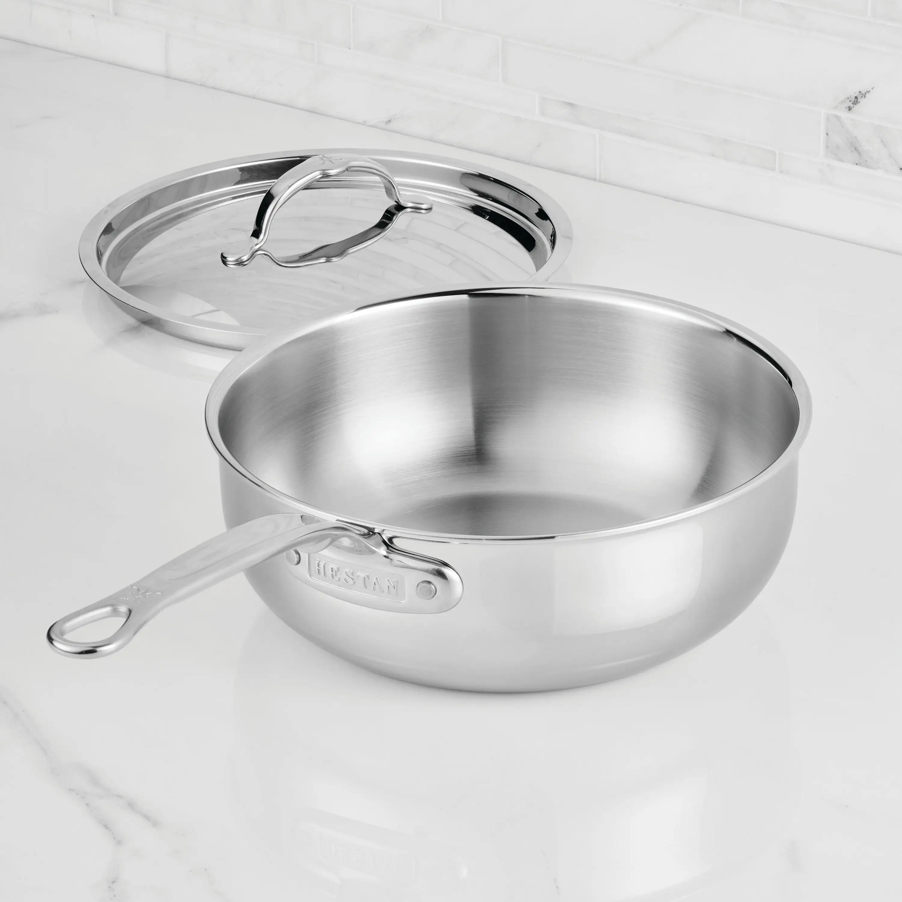 Polished Clad Stainless Steel Essential Pans with Lid - Image 3