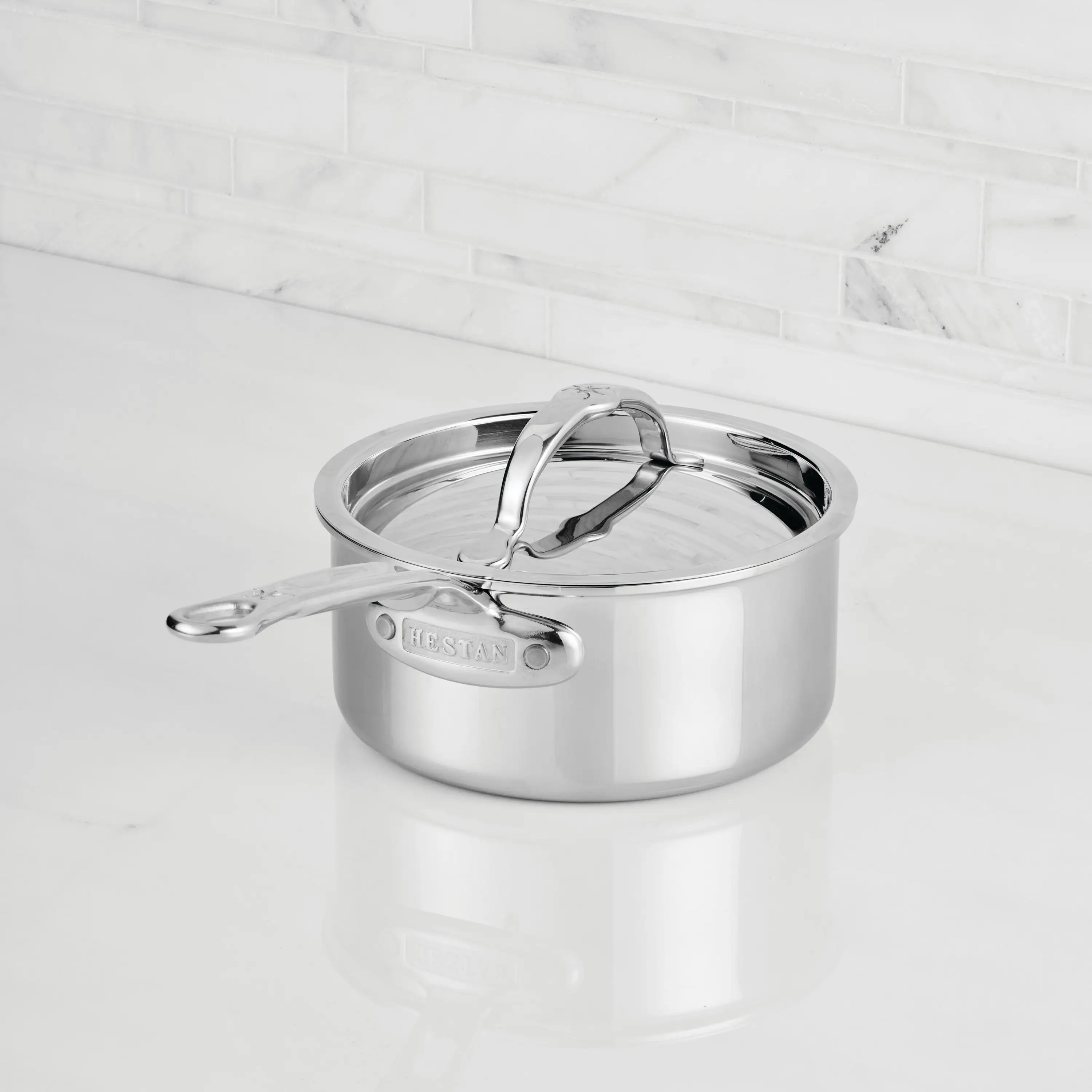Polished Clad Stainless Steel Saucepans with Lid