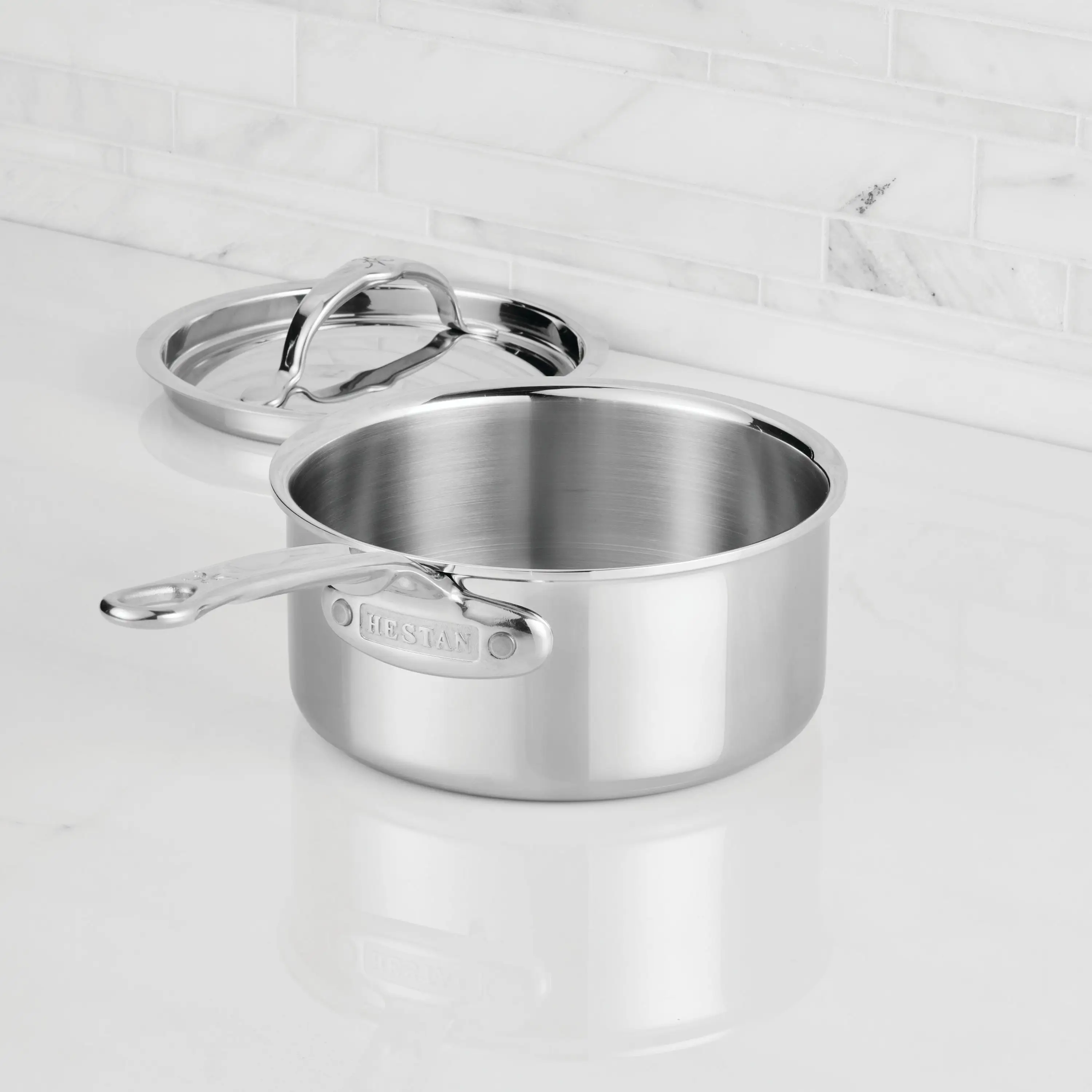 Polished Clad Stainless Steel Saucepans with Lid - Image 17