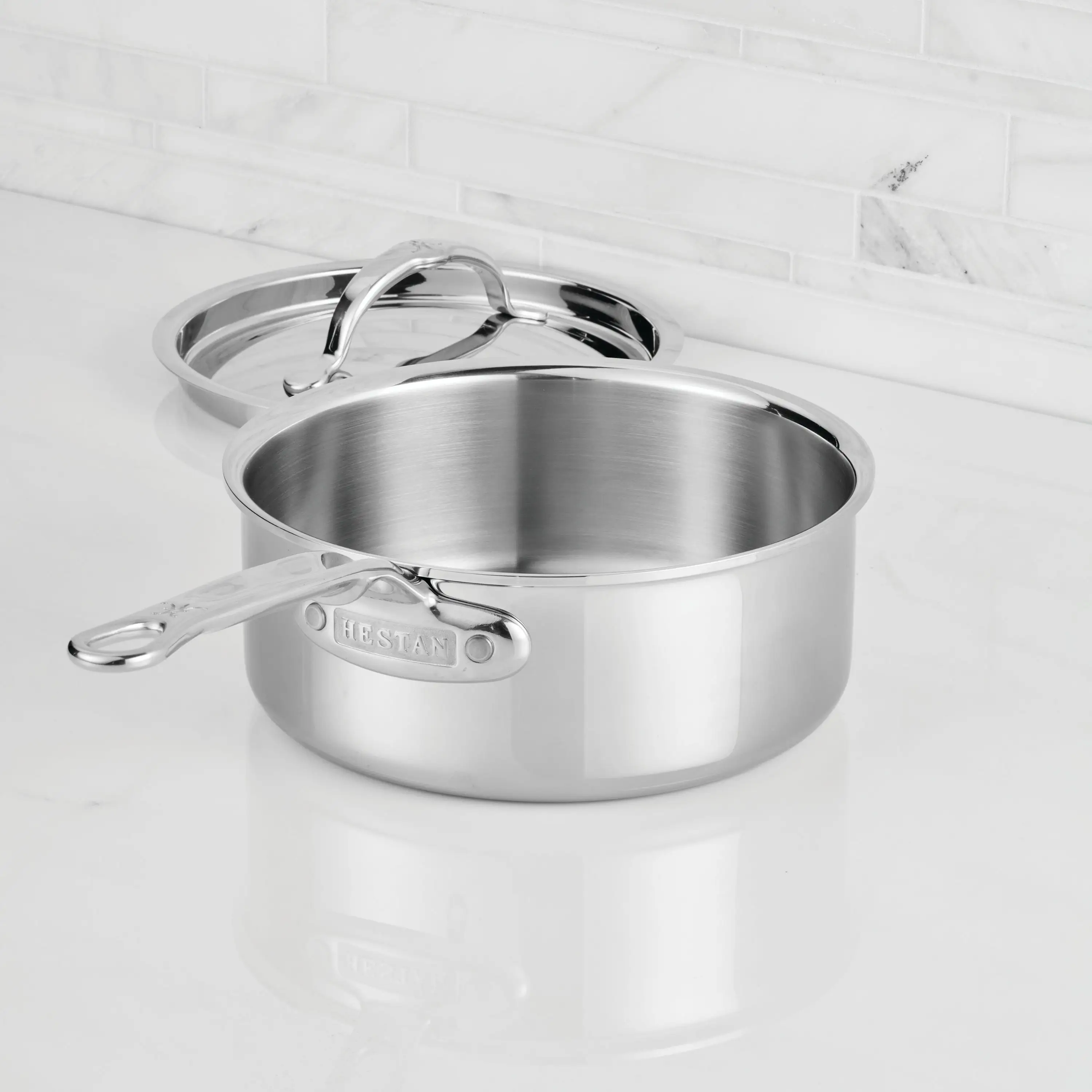 Polished Clad Stainless Steel Saucepans with Lid - Image 18