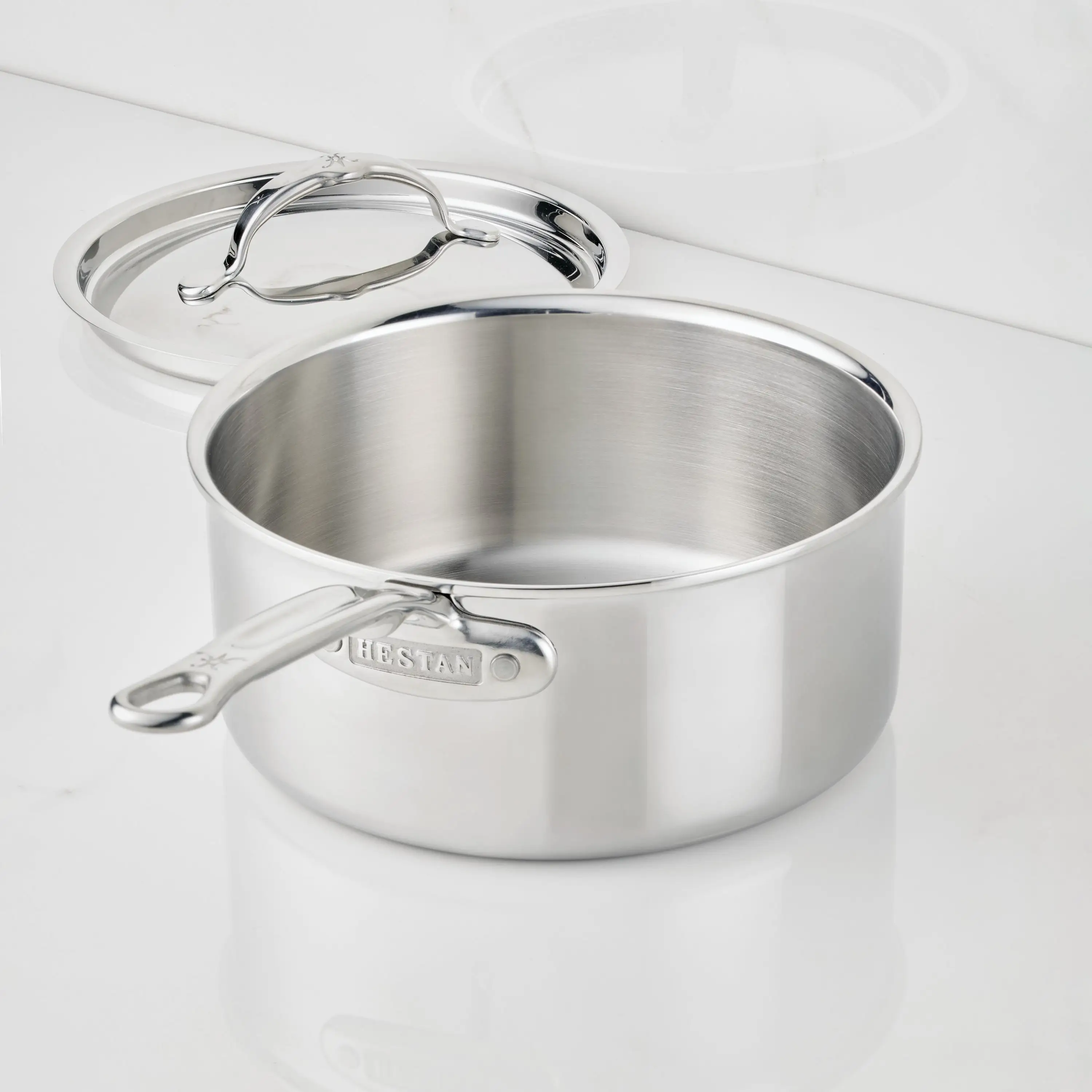 Polished Clad Stainless Steel Saucepans with Lid - Image 19