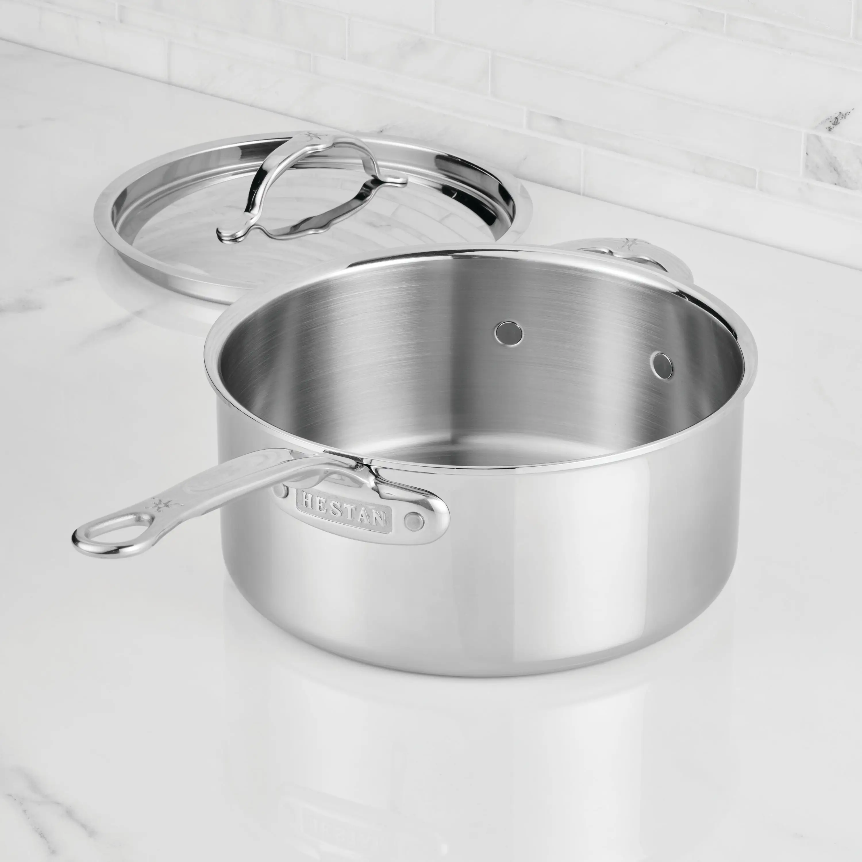 Polished Clad Stainless Steel Saucepans with Lid - Image 20