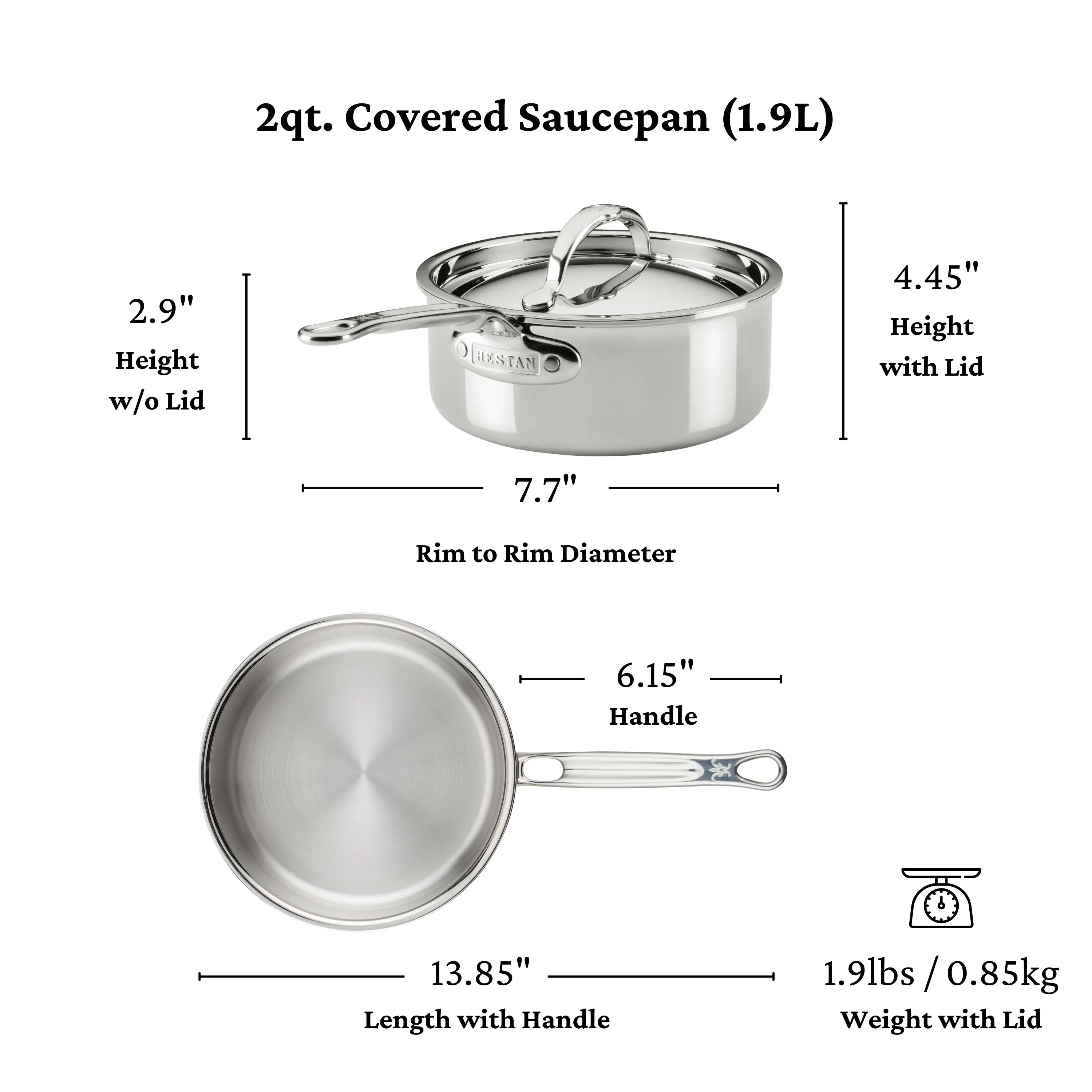 Polished Clad Stainless Steel Saucepans with Lid - Image 22