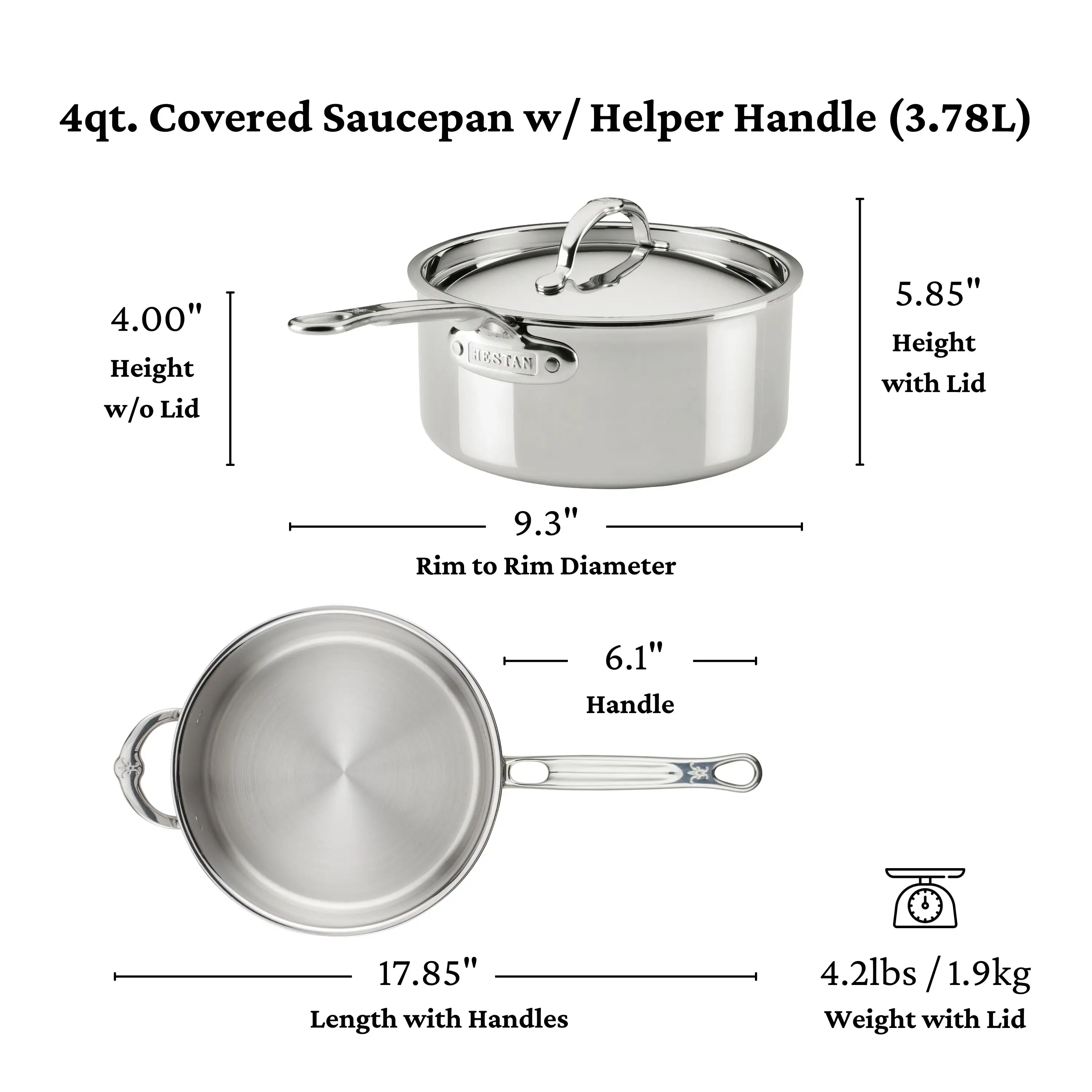 Polished Clad Stainless Steel Saucepans with Lid - Image 24
