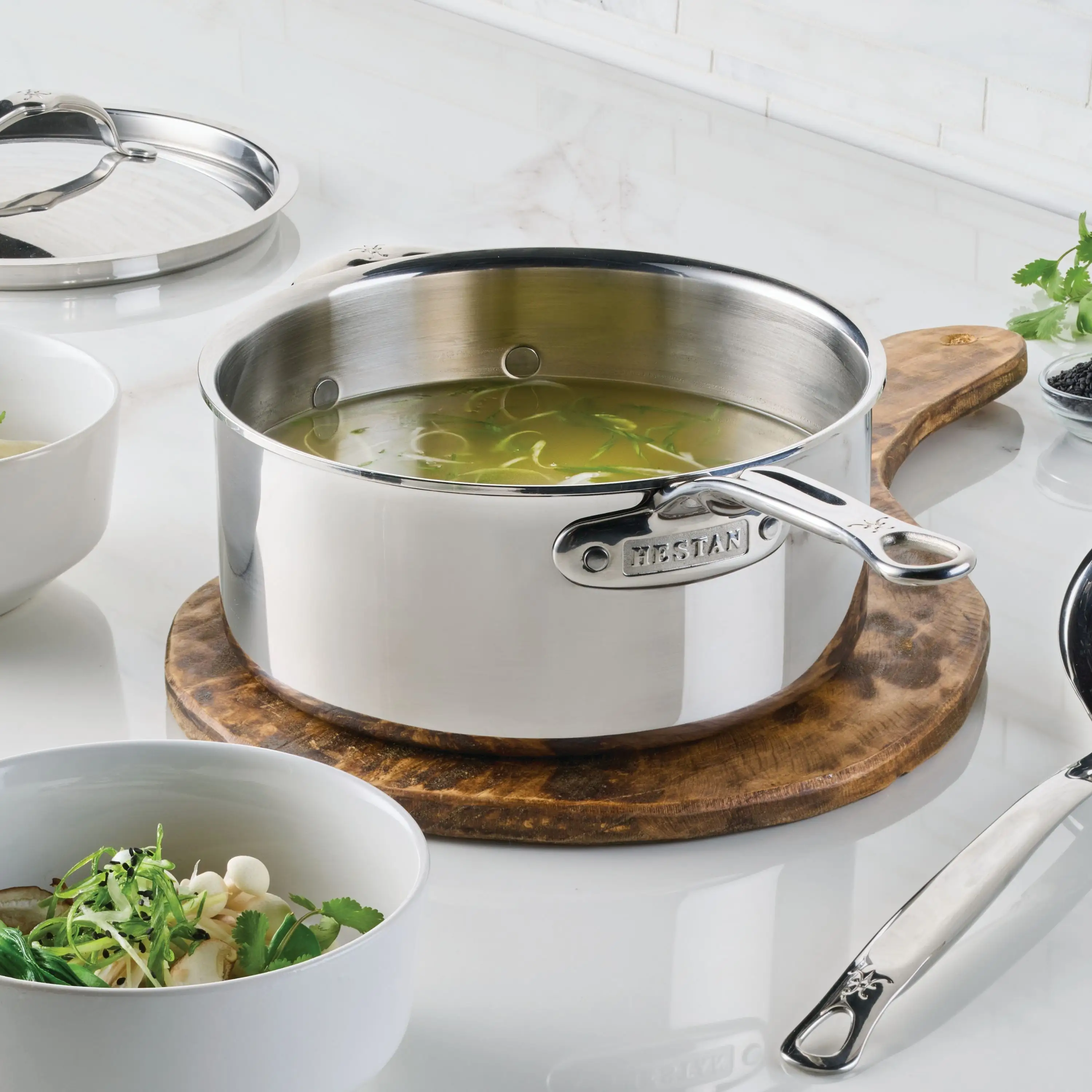 Polished Clad Stainless Steel Saucepans with Lid - Image 9