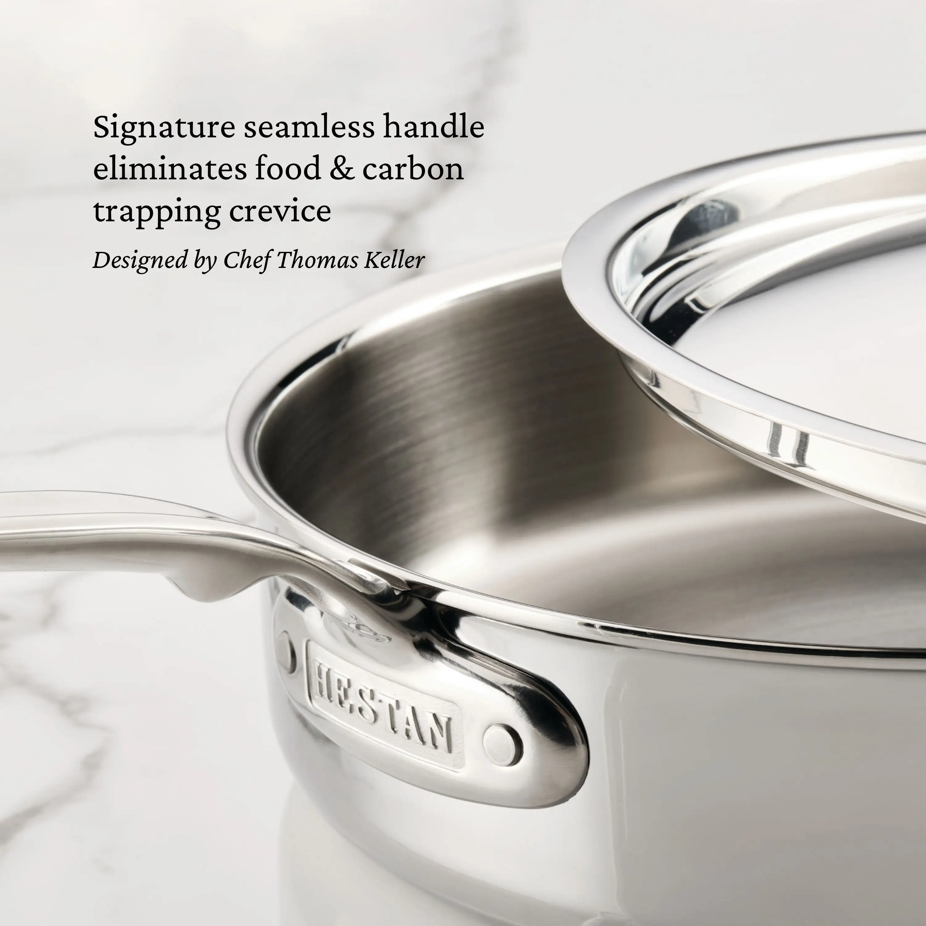 Polished Clad Stainless Steel Sauté Pans with Lid - Image 13