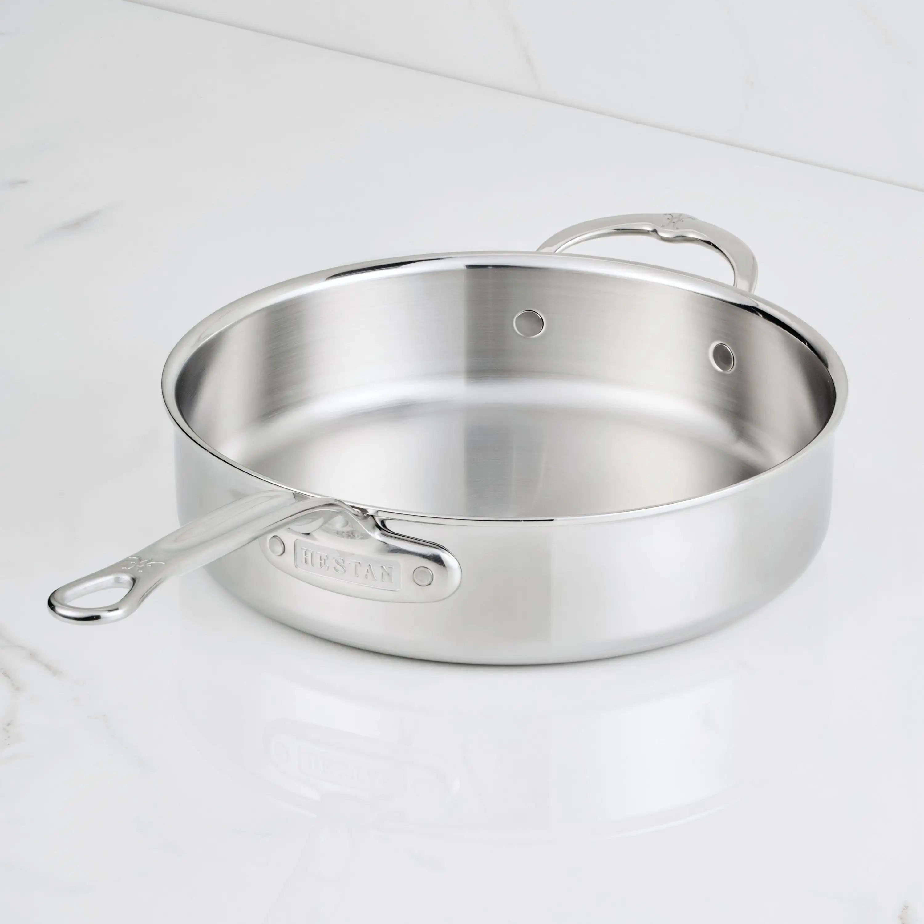 Polished Clad Stainless Steel Sauté Pans with Lid - Image 3