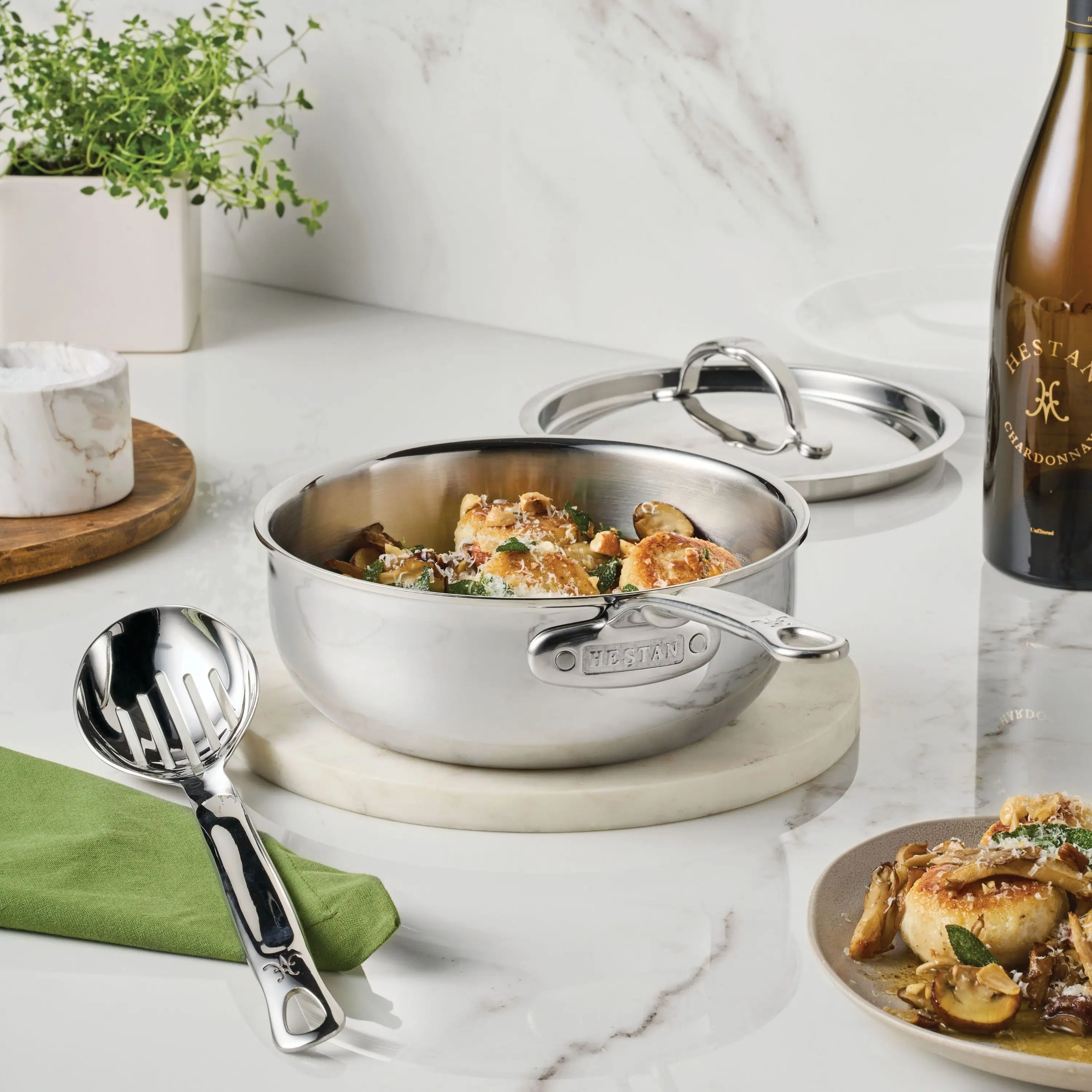 Polished Clad Stainless Steel Saucier Pan, 2-Quart - Image 2