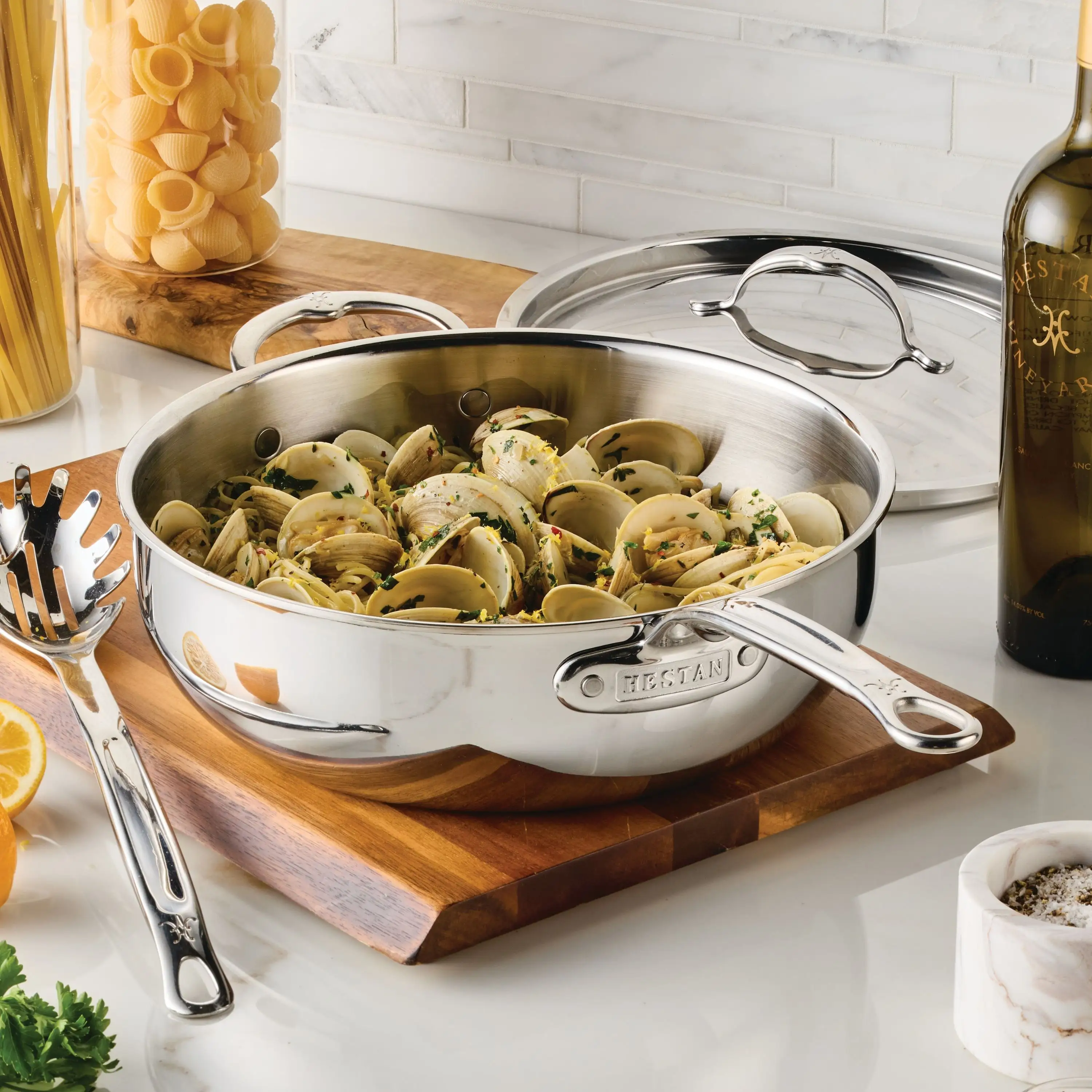 Polished Clad Stainless Steel Essential Pans with Lid - Image 2