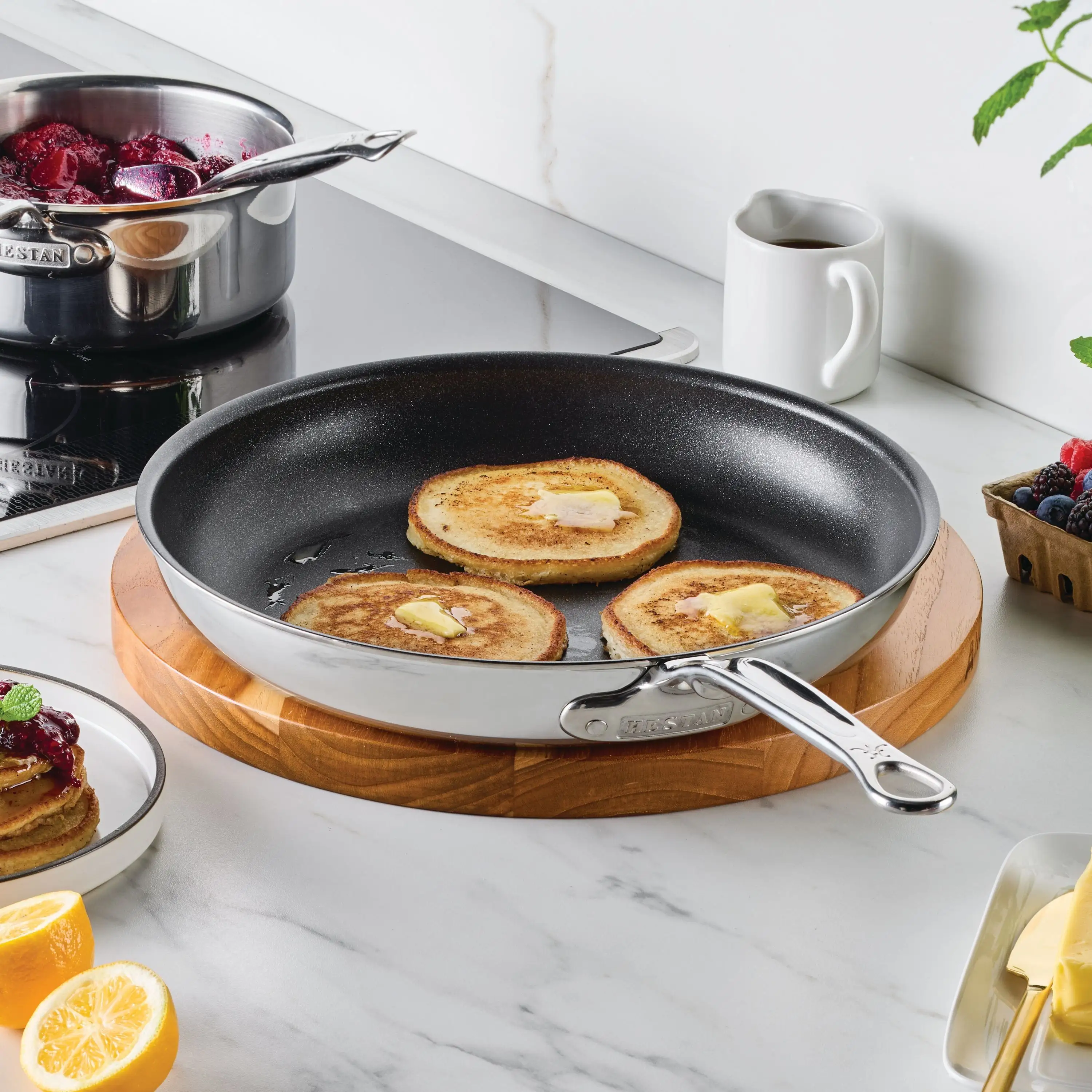 Polished Clad Stainless Steel Skillets with TITUM® Nonstick - Image 4