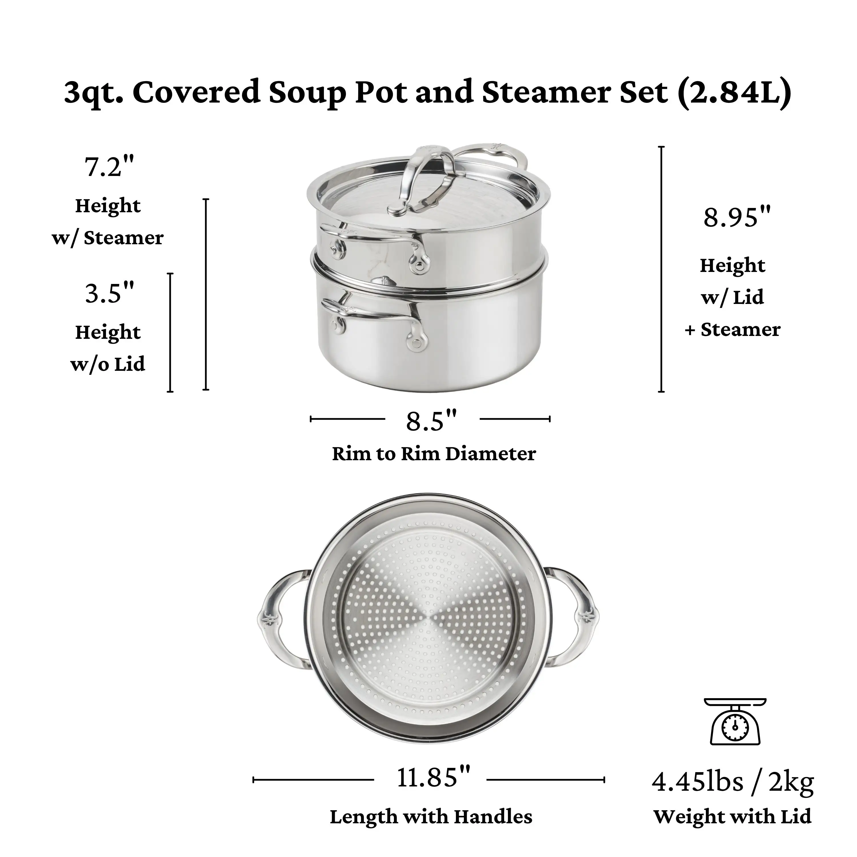 Polished Clad Stainless Steel 3-quart Soup Pot and Steamer Set - Image 10