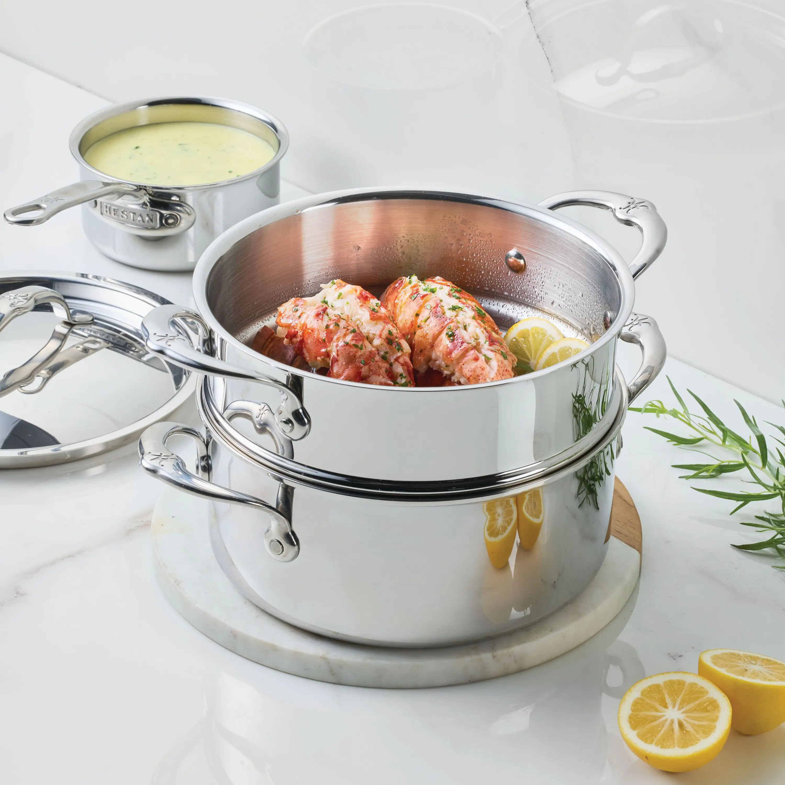 Polished Clad Stainless Steel 3-quart Soup Pot and Steamer Set - Image 2