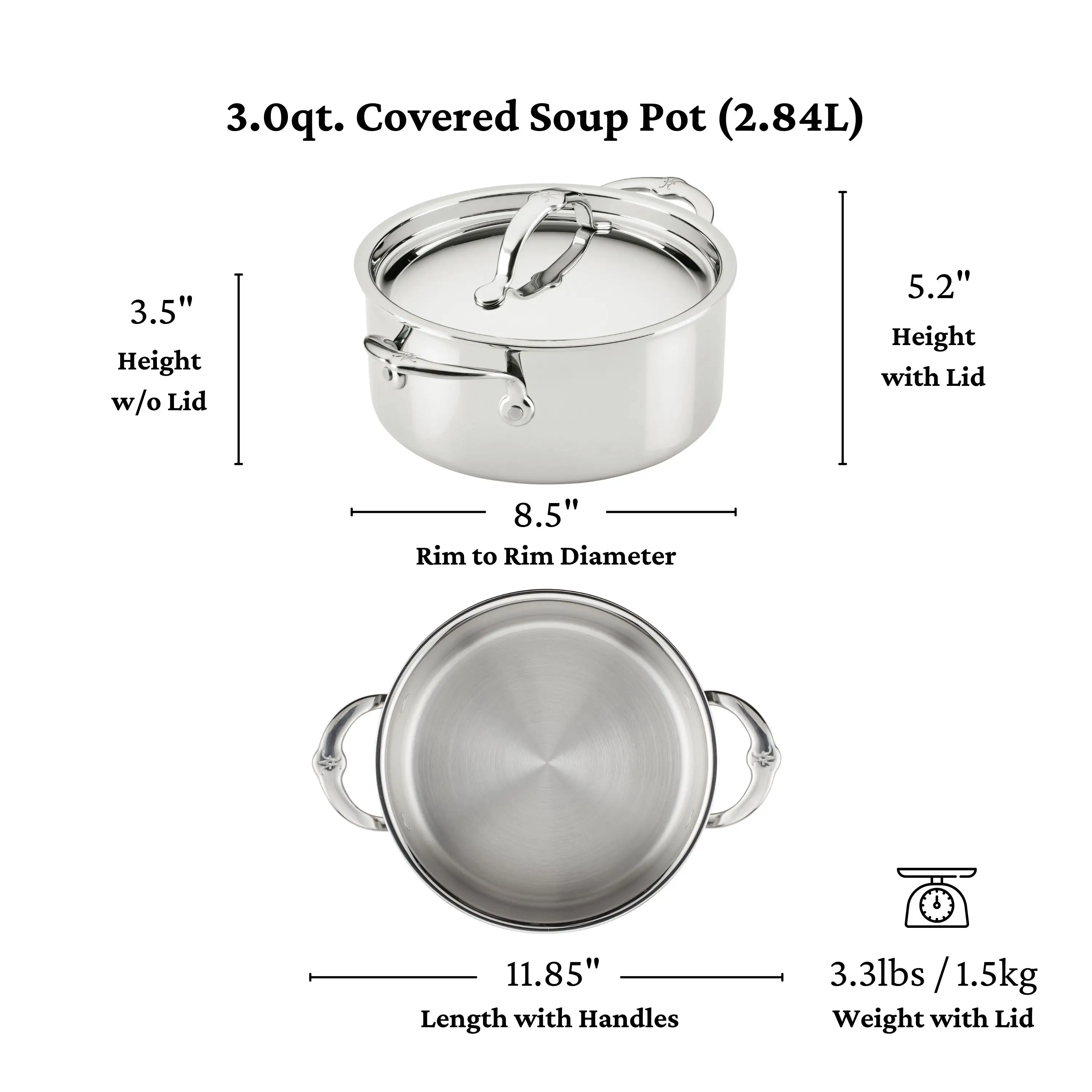 Polished Clad Stainless Steel Soup Pot with Lid - Image 11