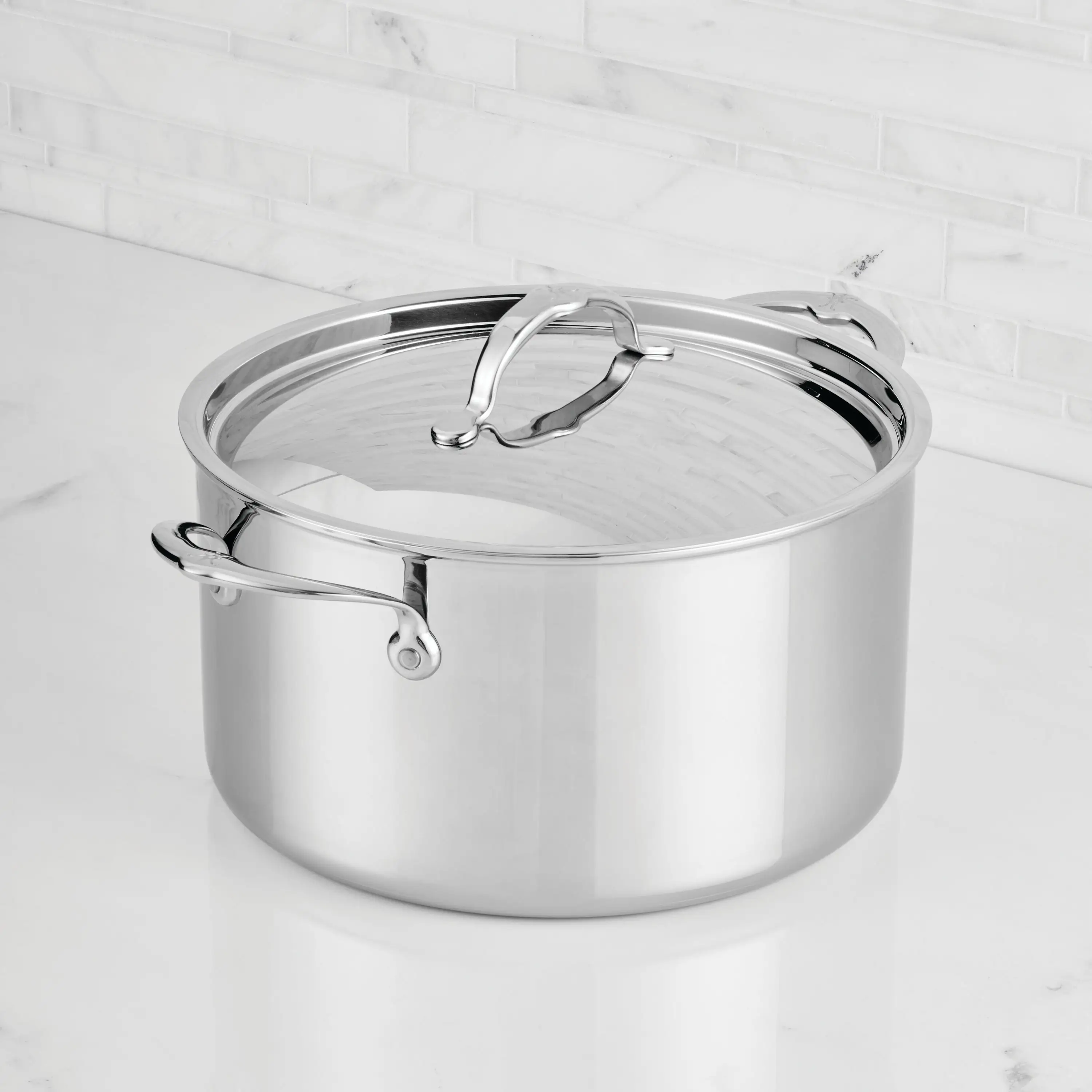 Polished Clad Stainless Steel Stockpot with Lid - Image 3
