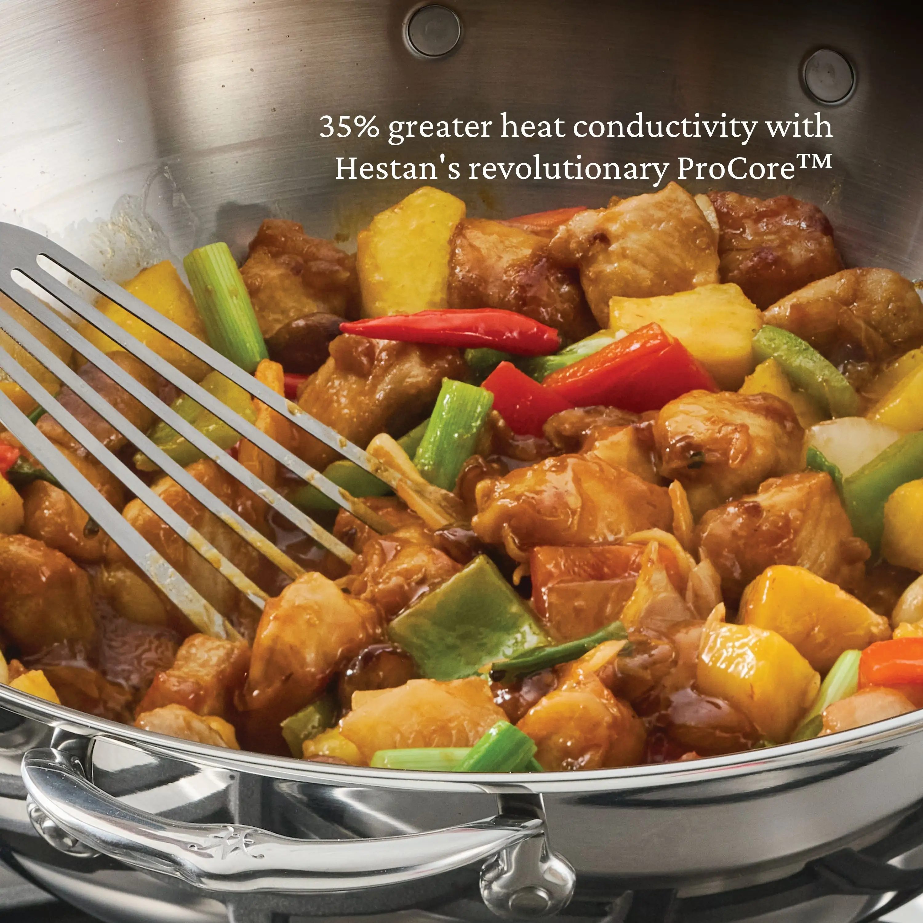 Polished Clad Stainless Steel Wok with Dome Lid, 14-Inch - Image 4