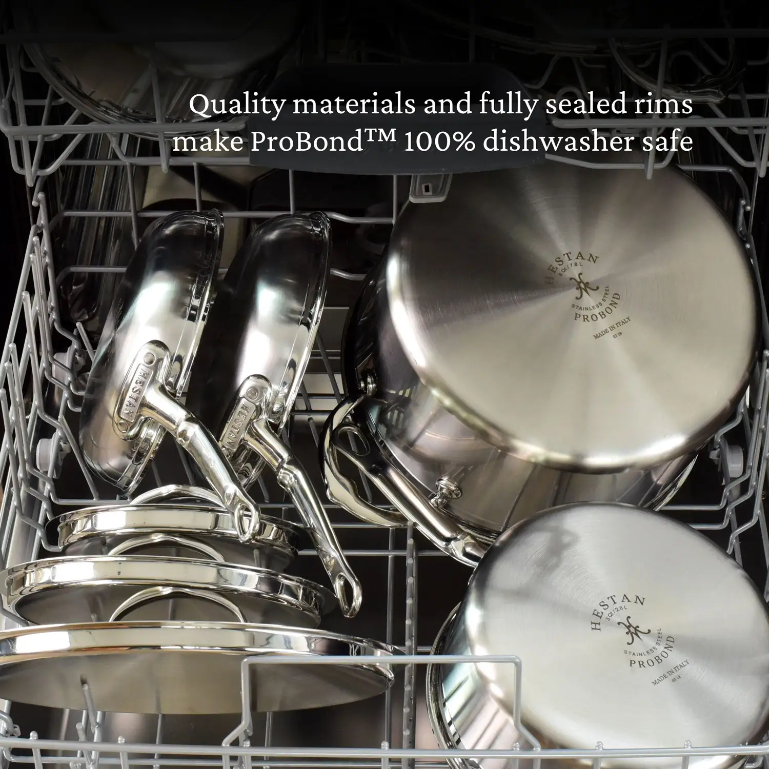Brushed Clad Stainless Steel TITUM® Nonstick Sauté Pan with Lid, 5-Quart - Image 5