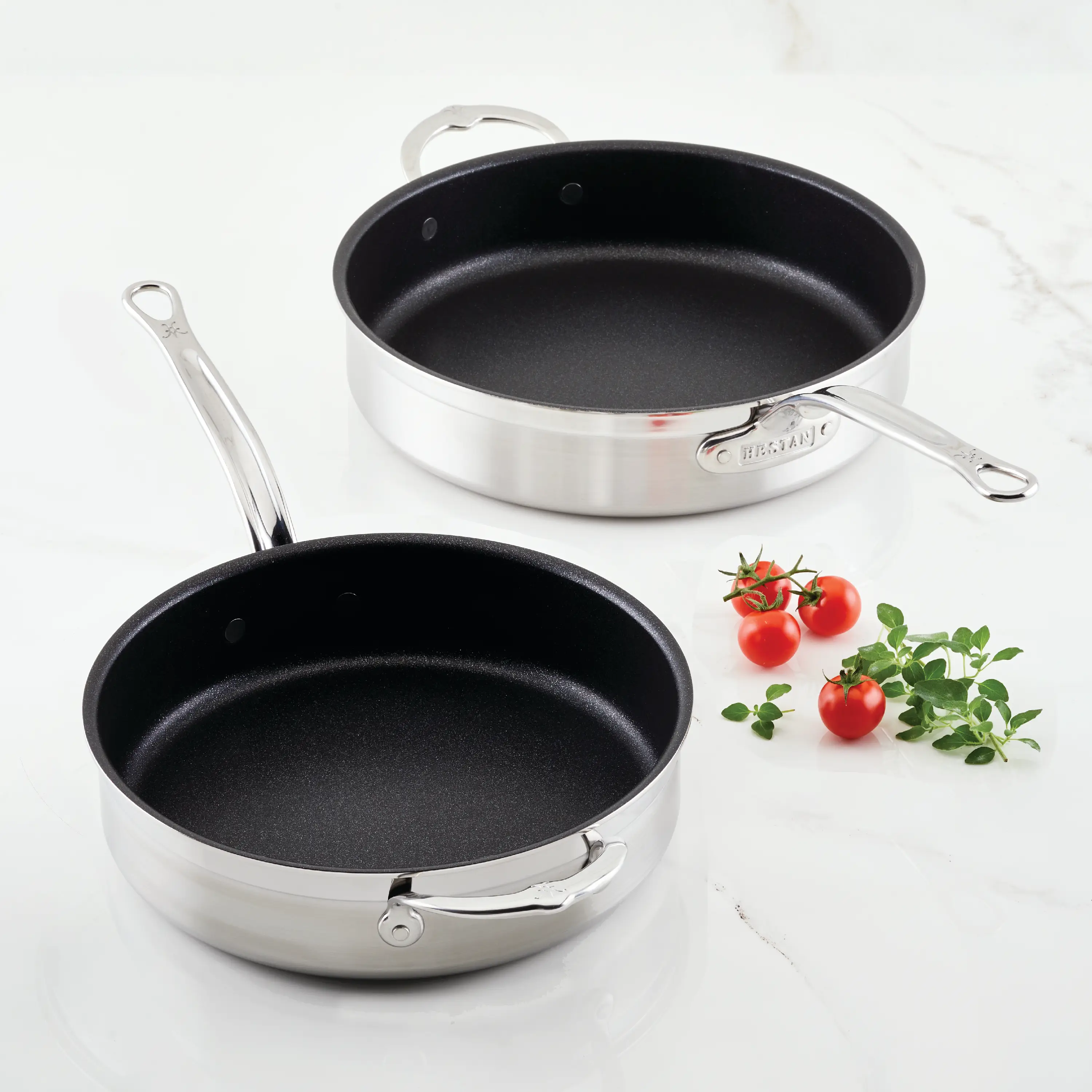 Brushed Clad Stainless Steel TITUM® Nonstick Sauté Pan with Lid, 5-Quart - Image 7