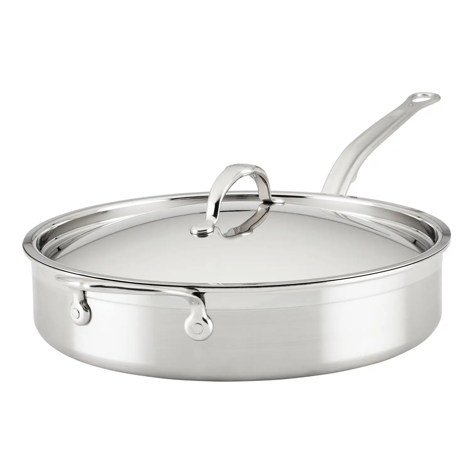 Brushed Clad Stainless Steel TITUM® Nonstick Sauté Pan with Lid, 5-Quart - Image 9