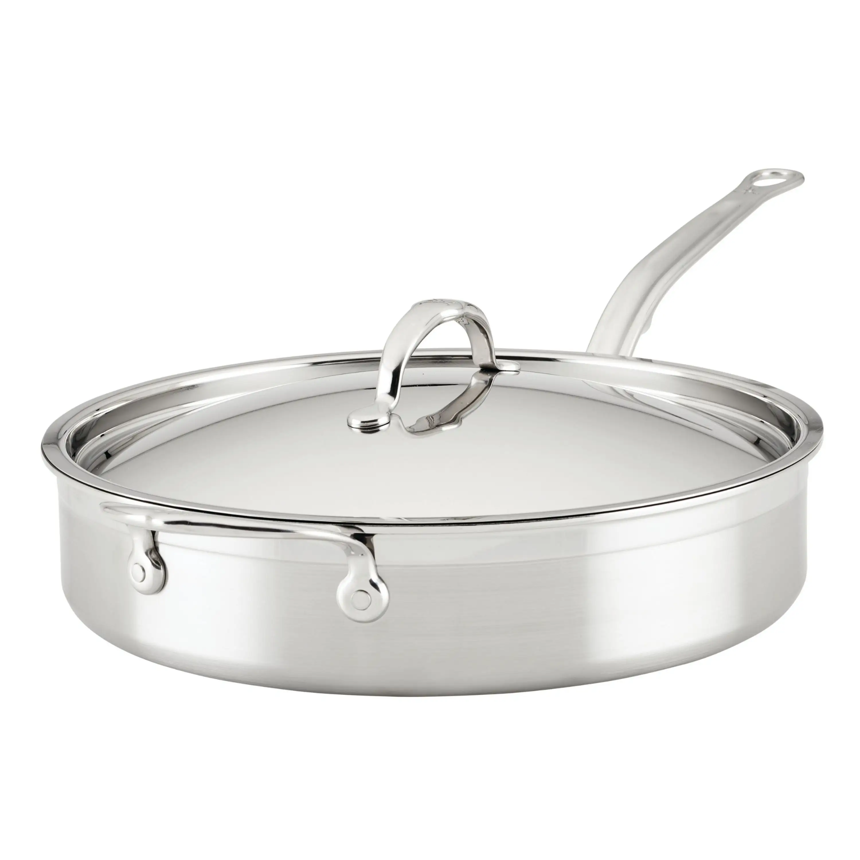 Brushed Clad Stainless Steel TITUM® Nonstick Sauté Pan with Lid, 3.5-Quart - Image 7