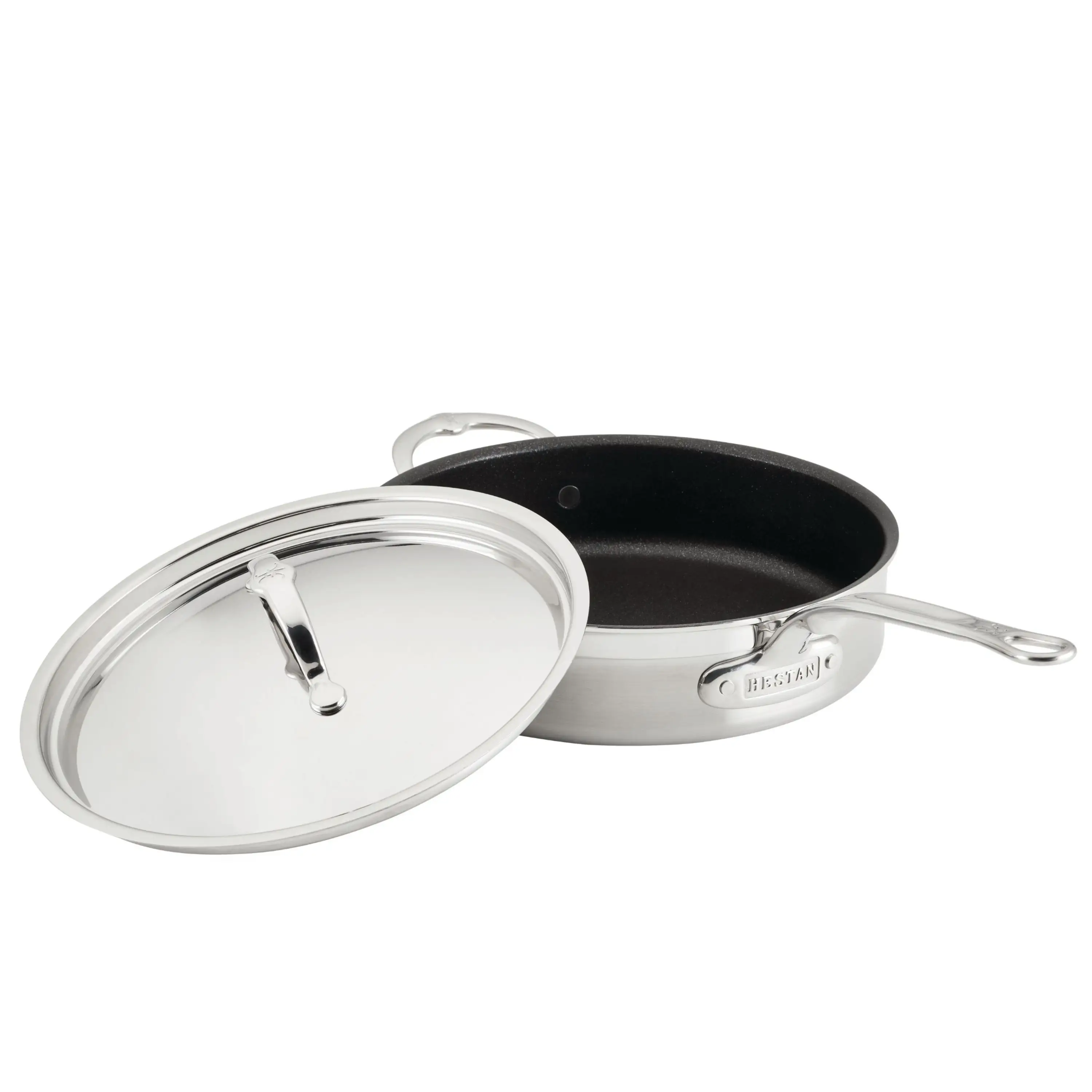 Brushed Clad Stainless Steel TITUM® Nonstick Sauté Pan with Lid, 3.5-Quart - Image 8