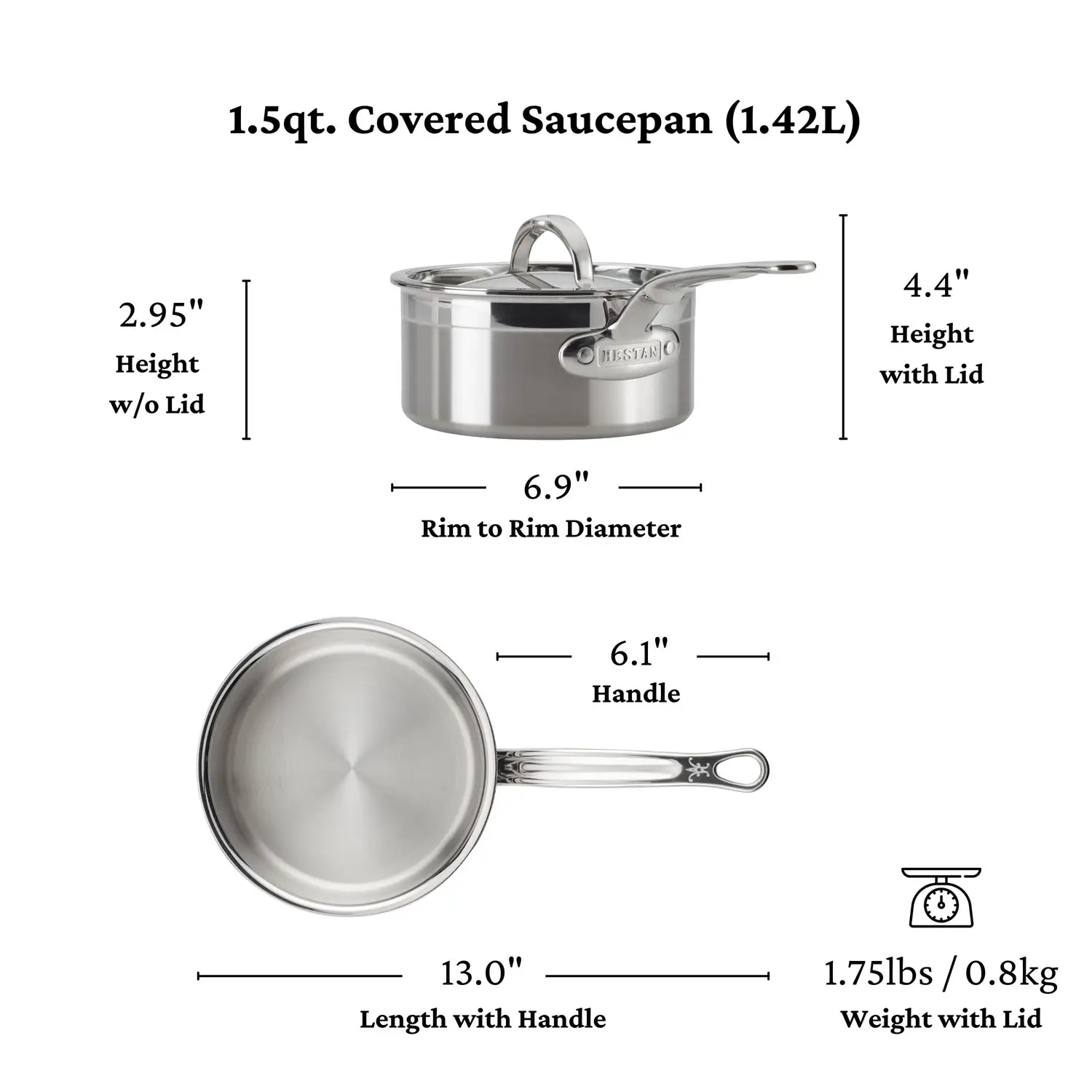 Brushed Clad Stainless Steel Saucepans with Lid - Image 17